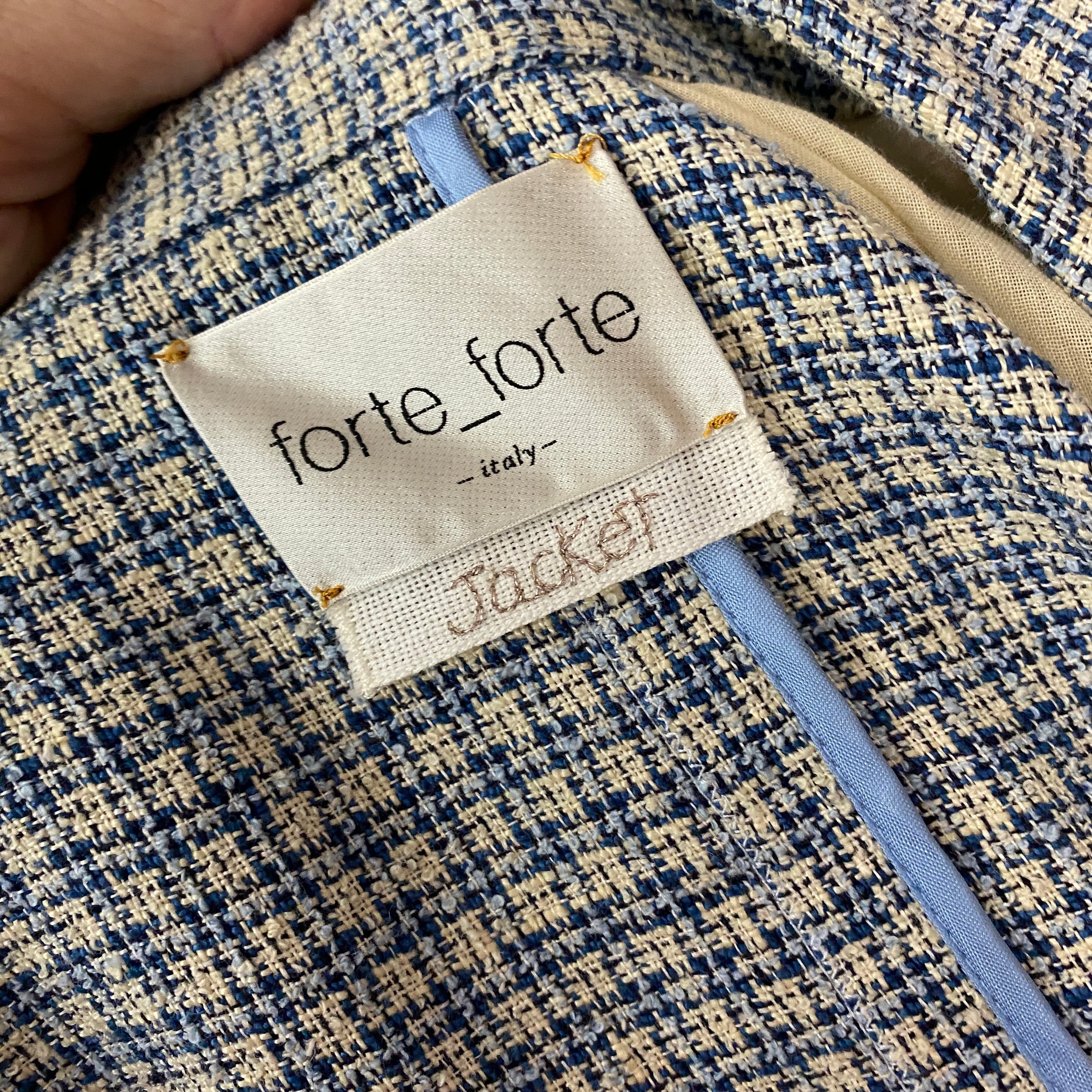 Forte Forte New Blue & Ecru Cotton Tweed Check Jacket XXS