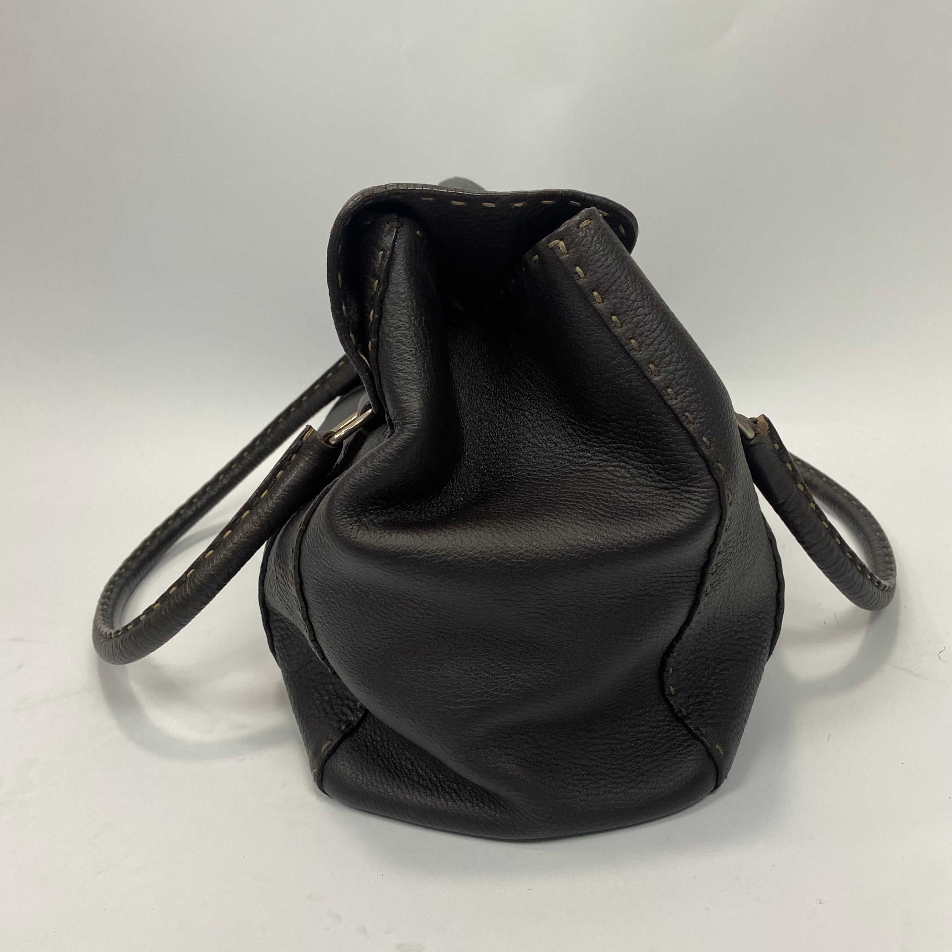 Fendi Selleria Espresso Large Flap Tote Bag