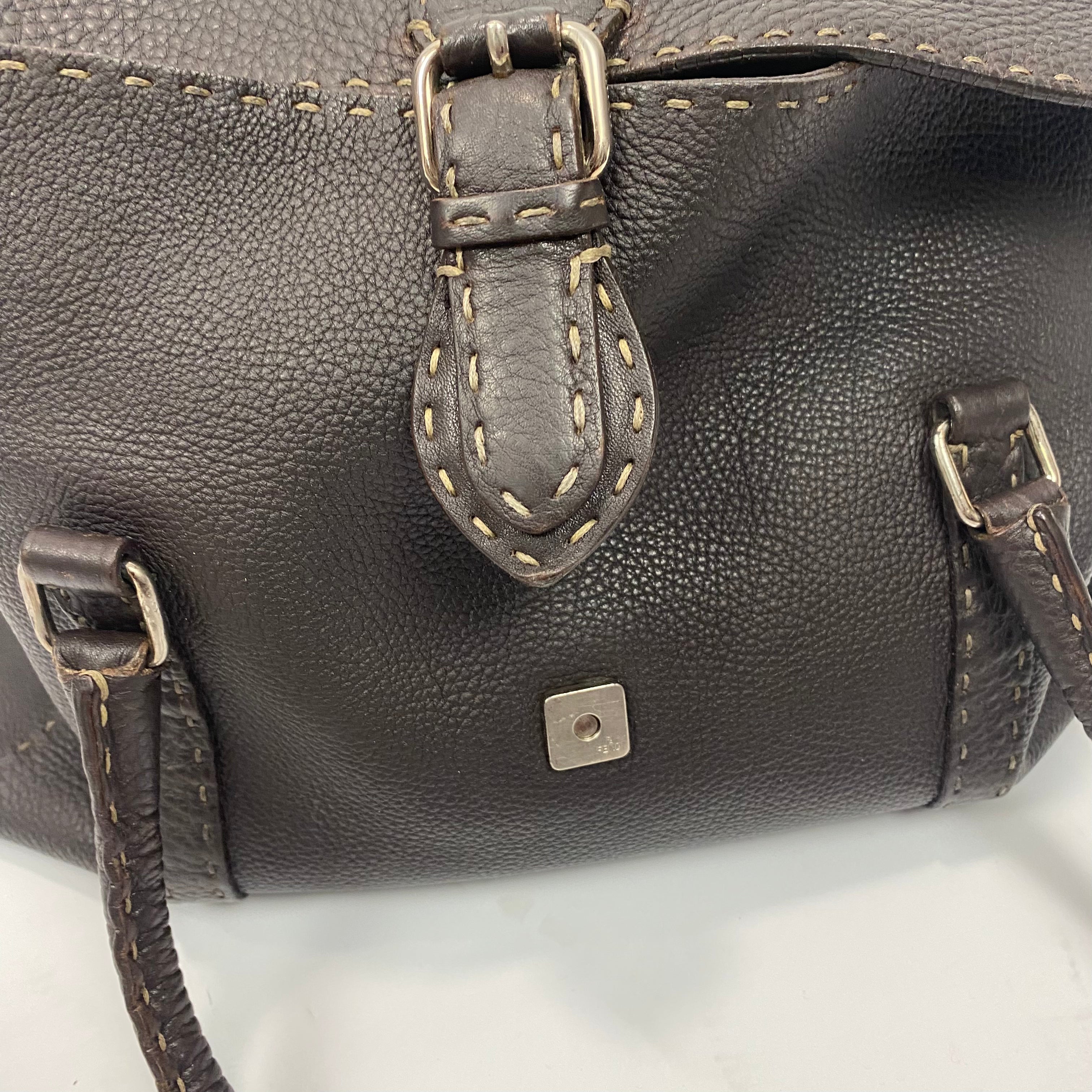 Fendi Selleria Espresso Large Flap Tote Bag