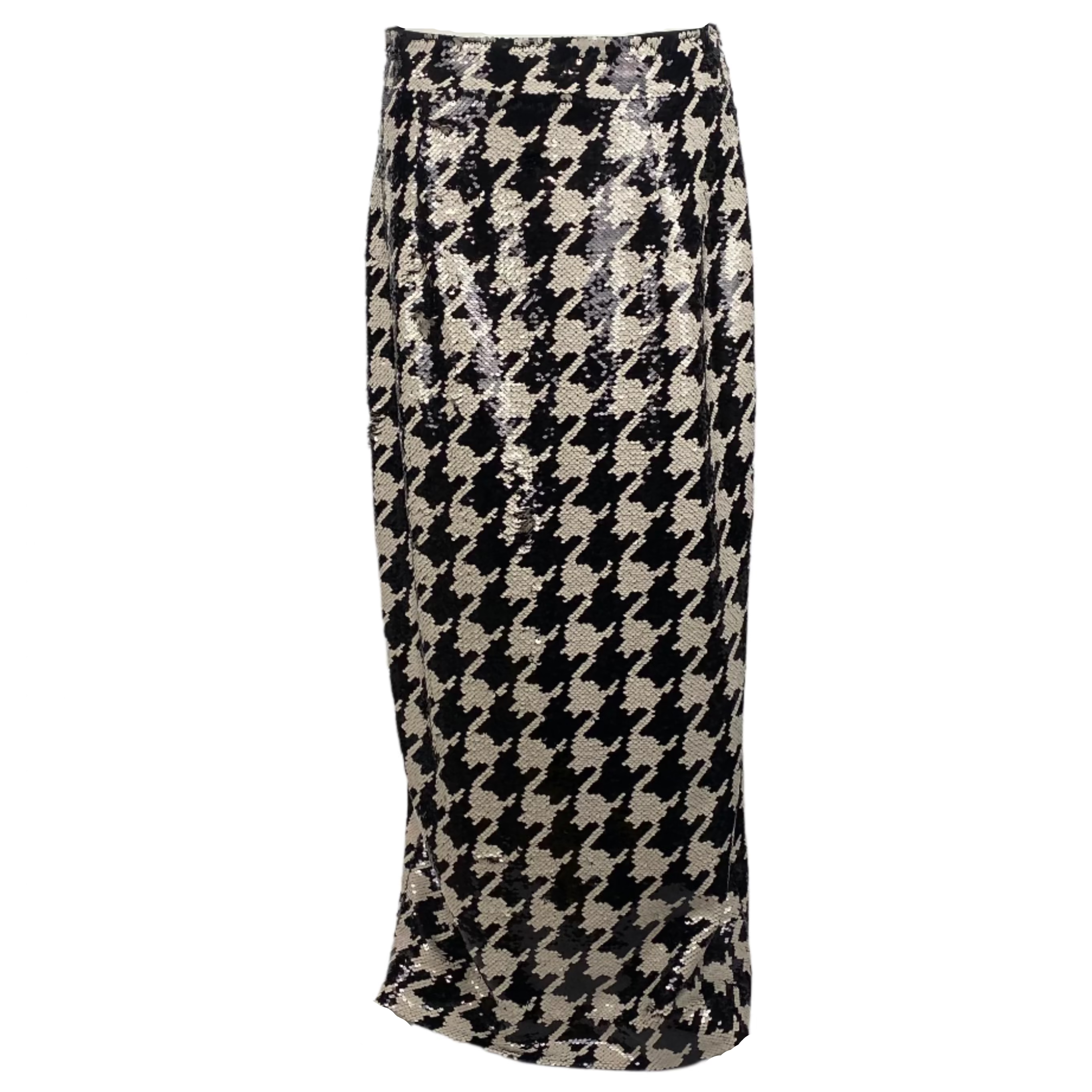 Wiggy Kit Black & Ivory Fishscale Sequin Maxi Skirt L