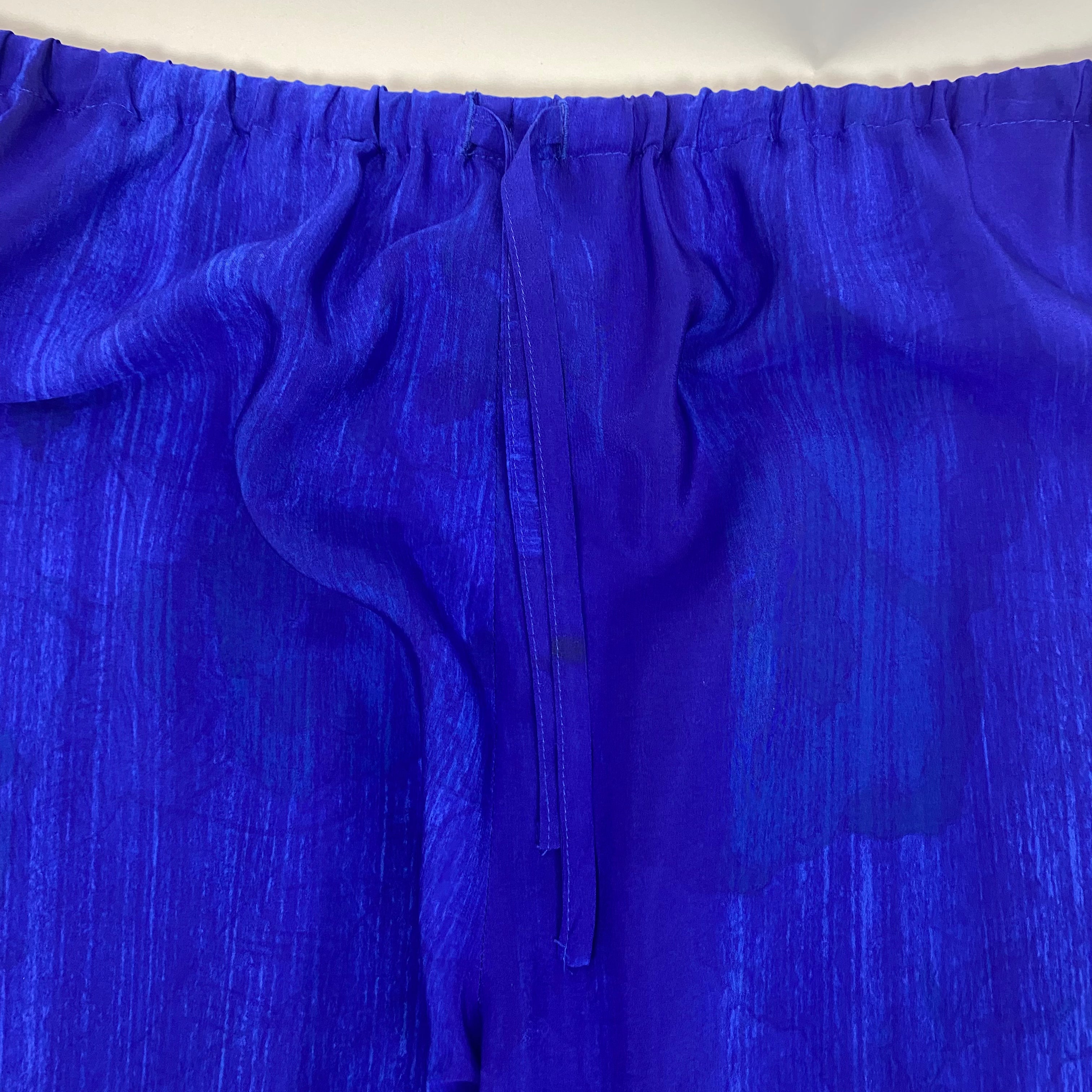 Dries Van Noten Cobalt Silk Pull-On Palazzo Pants XXL