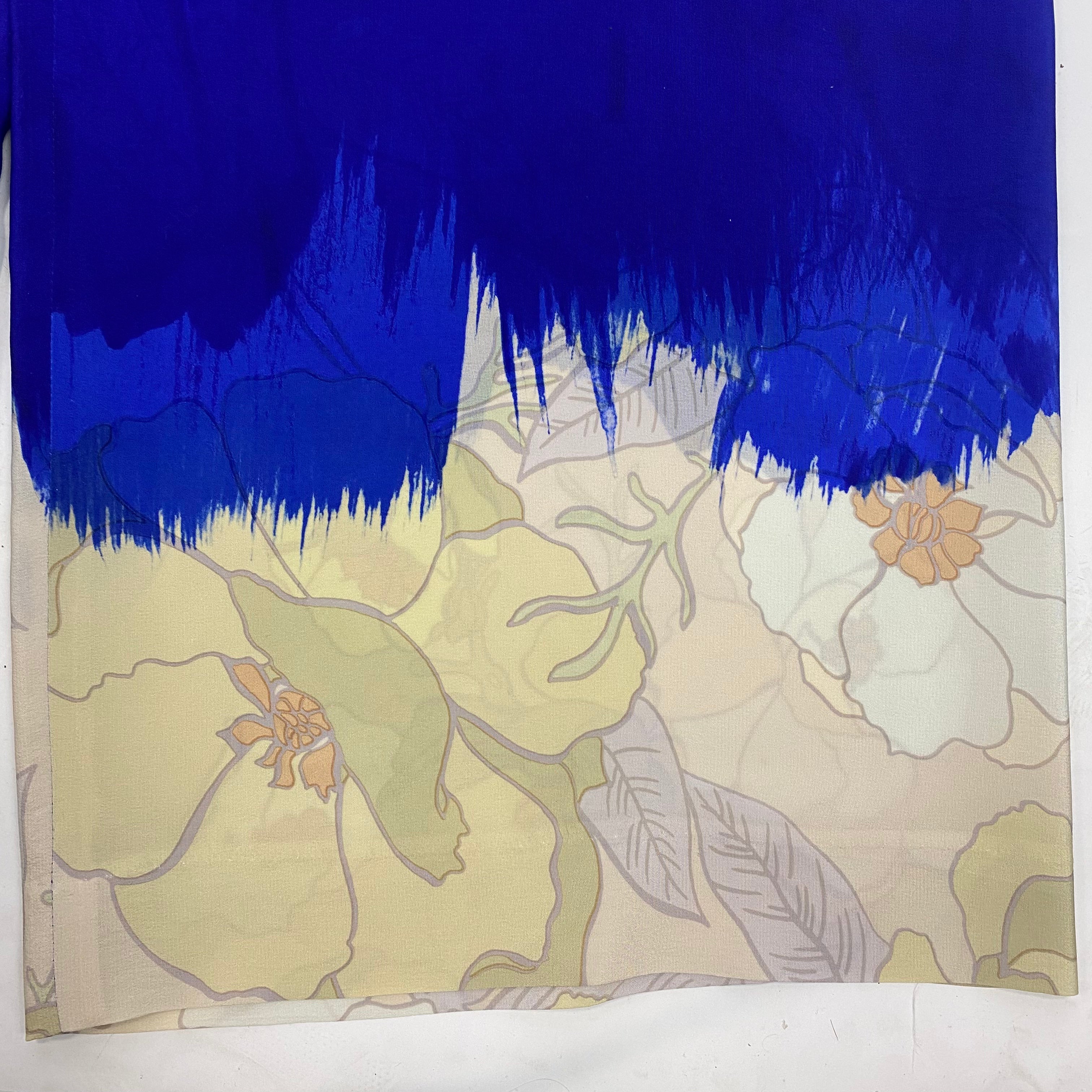 Dries Van Noten Cobalt Silk Pull-On Palazzo Pants XXL