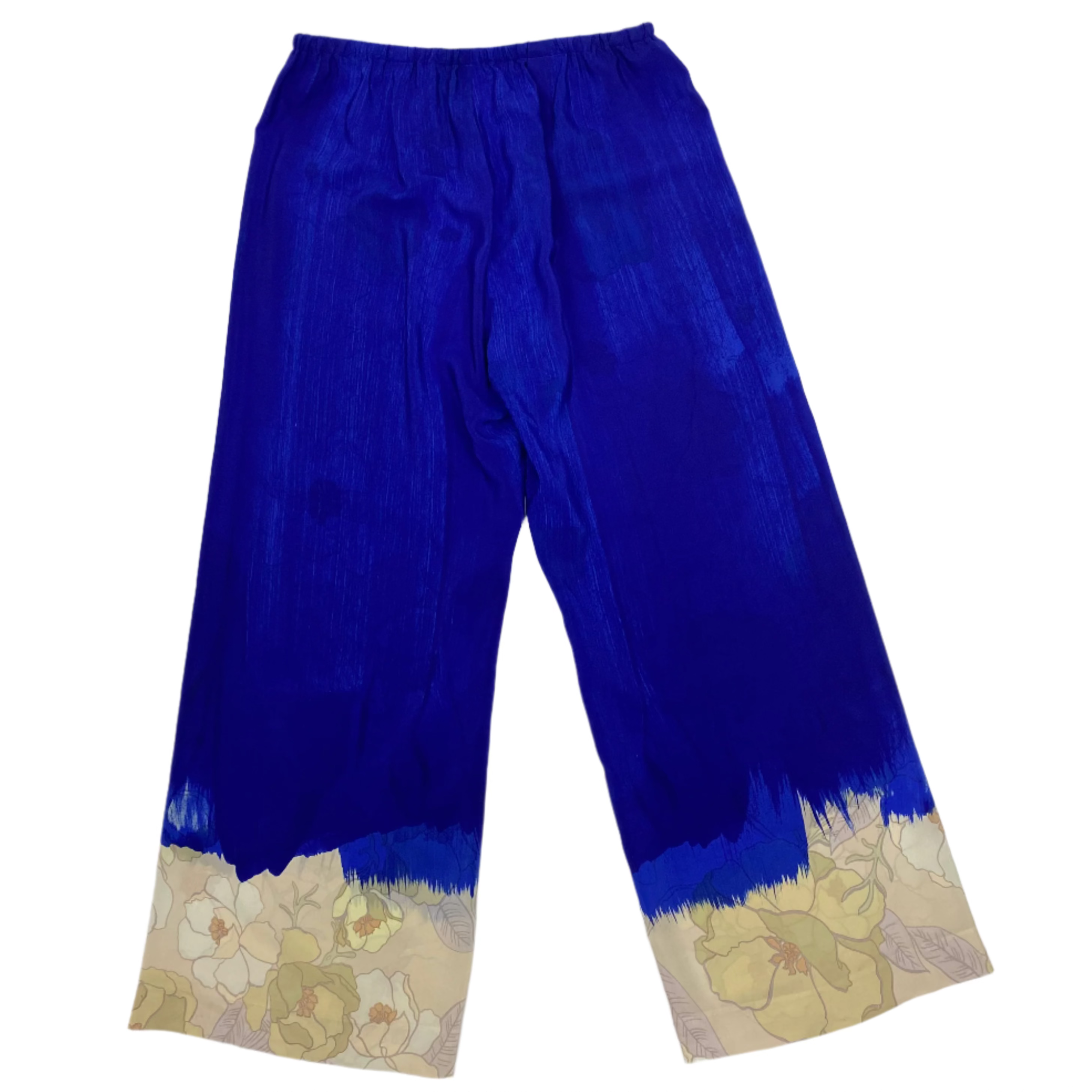 Dries Van Noten Cobalt Silk Pull-On Palazzo Pants XXL