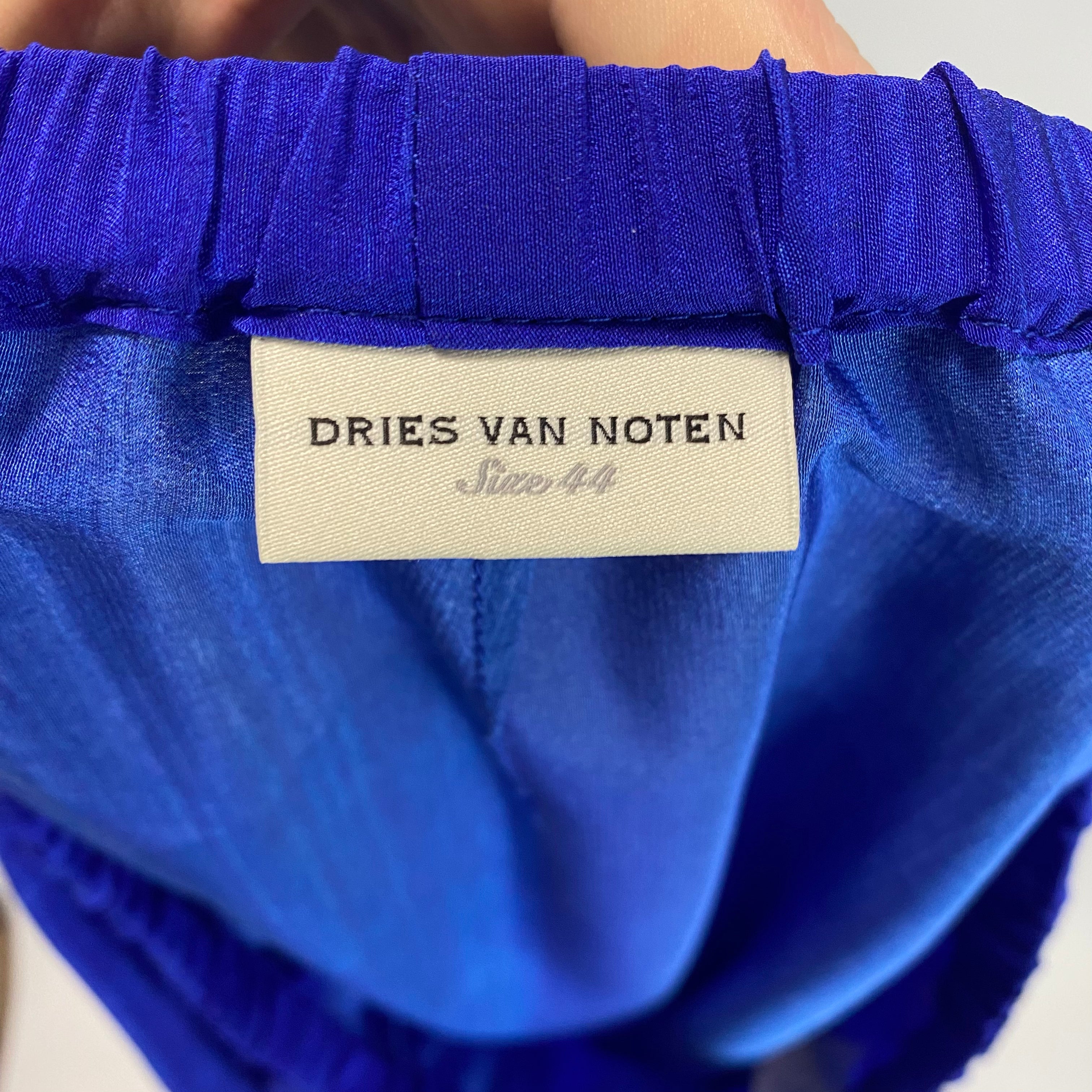 Dries Van Noten Cobalt Silk Pull-On Palazzo Pants XXL