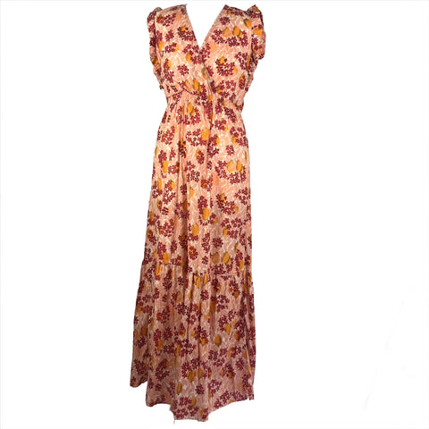 An'ge Shades of Pink Floral Print Cotton Maxi Dress XS