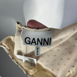 Ganni Cream & Black Polka Dot Chiffon Midi Dress XS