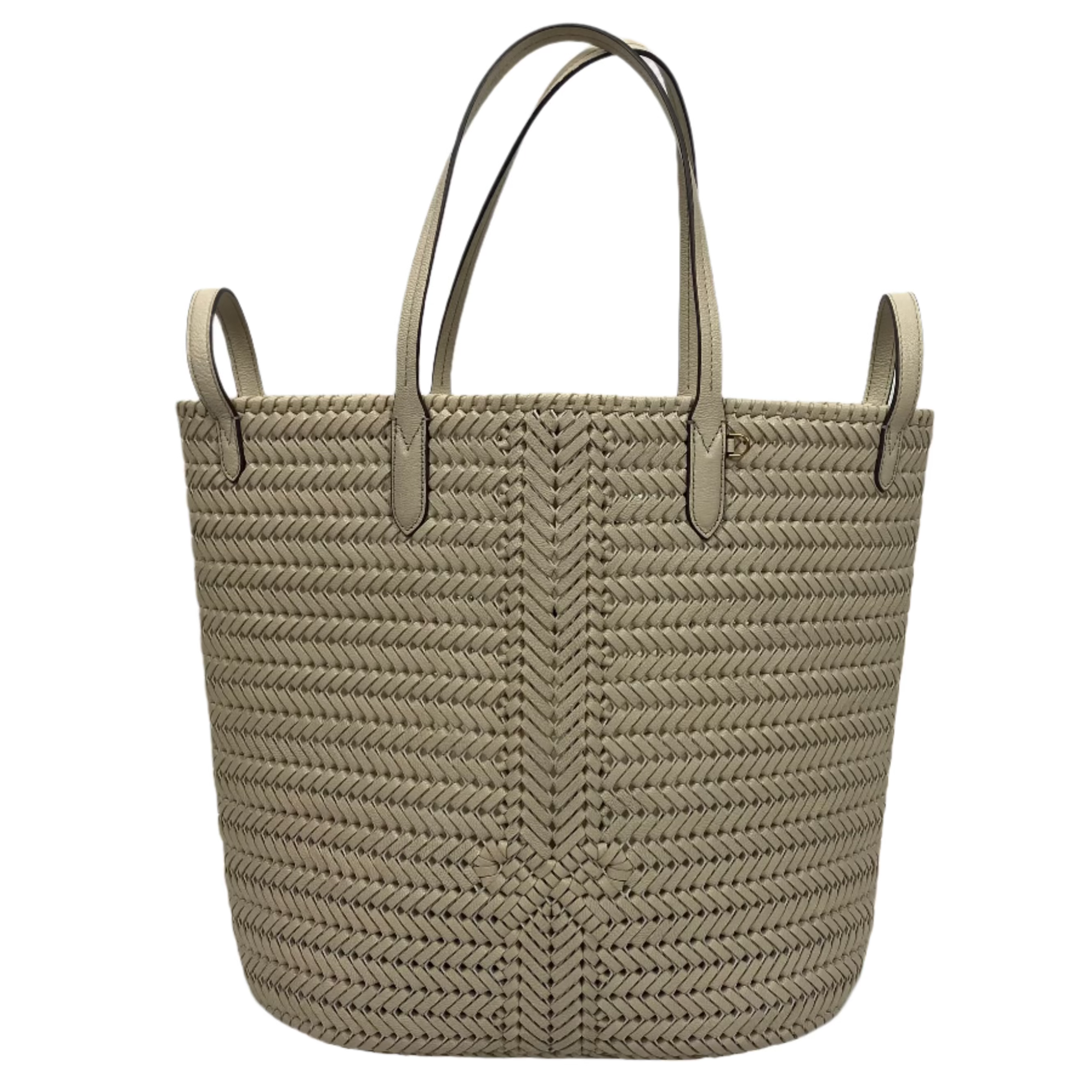 Anya Hindmarch Ivory Woven Leather Large Tote Bag