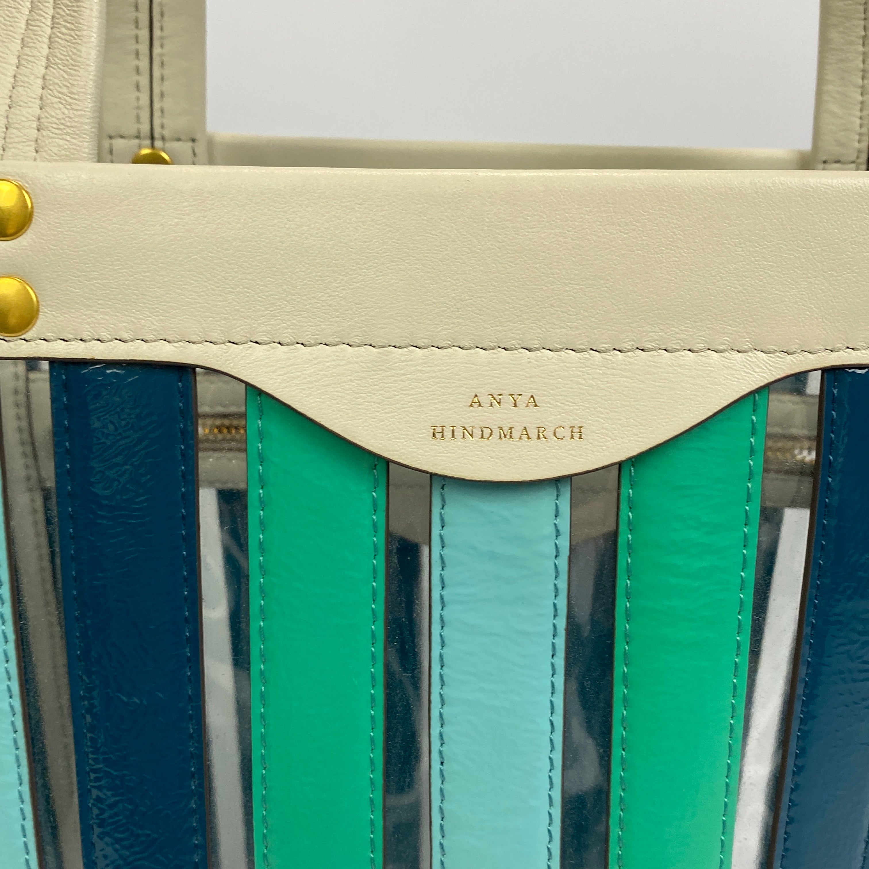 Anya Hindmarch Striped Blue green PVC Bag