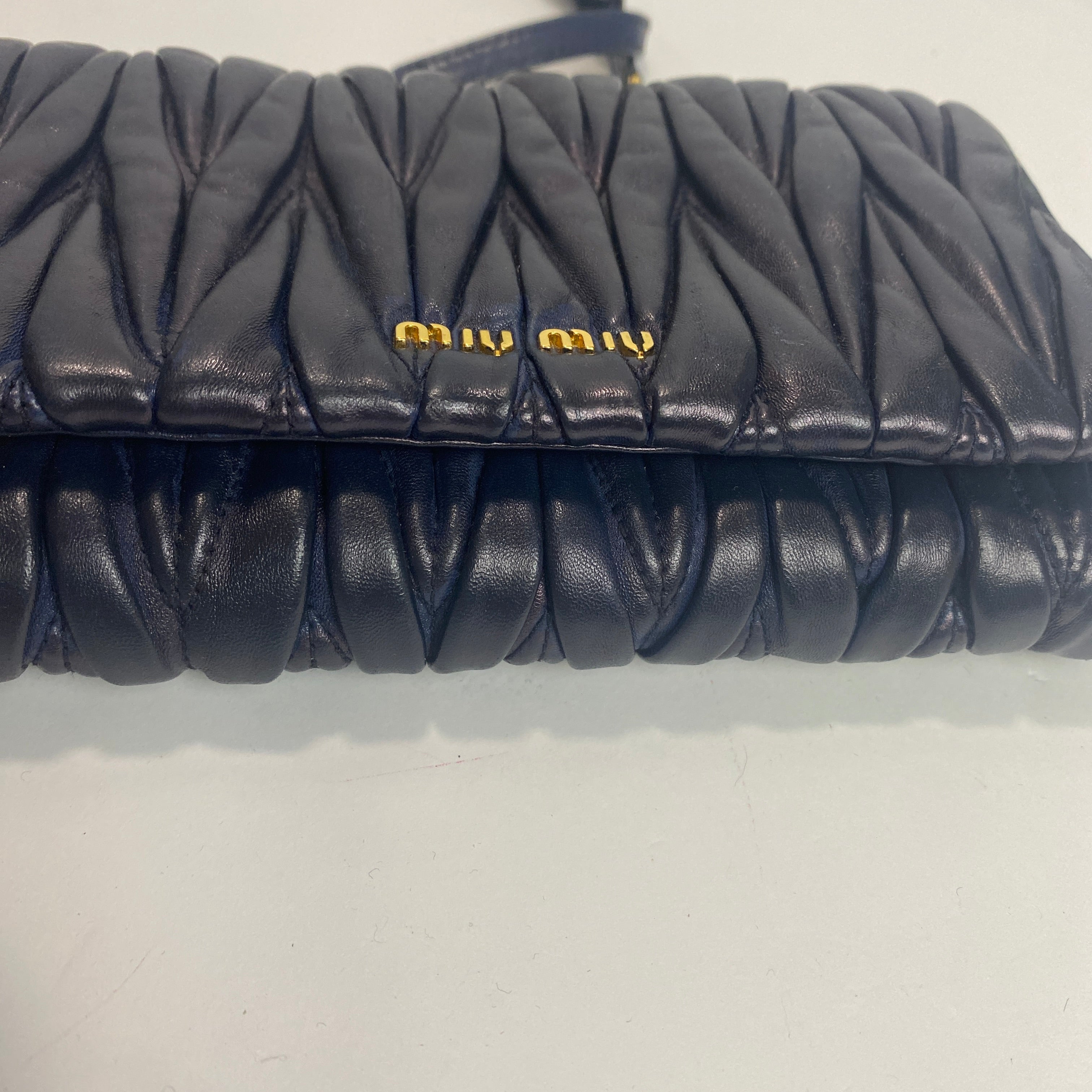 Miu Miu Navy Mini Matelasse Crossbody Bag