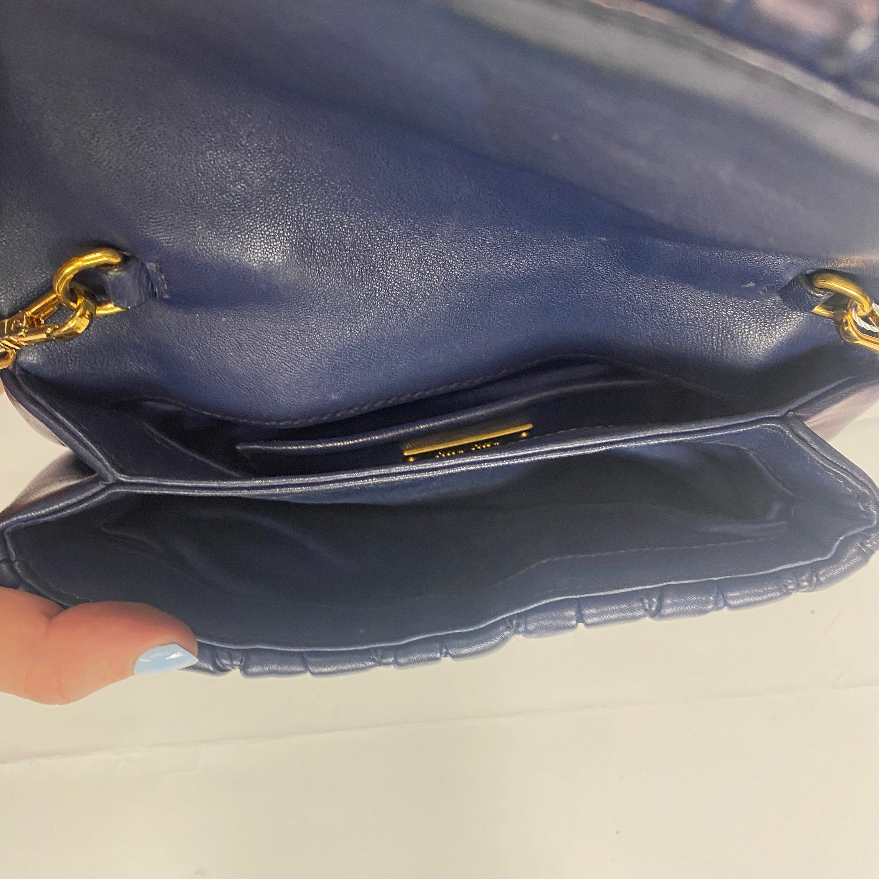 Miu Miu Navy Mini Matelasse Crossbody Bag