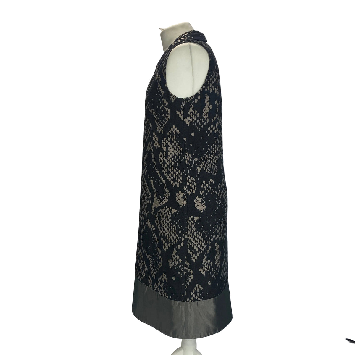 Issey Miyake £1100 Black & Pewter Jacquard Shift Dress S