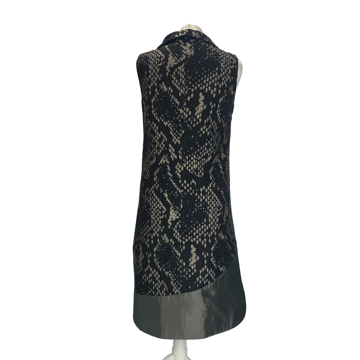 Issey Miyake £1100 Black & Pewter Jacquard Shift Dress S