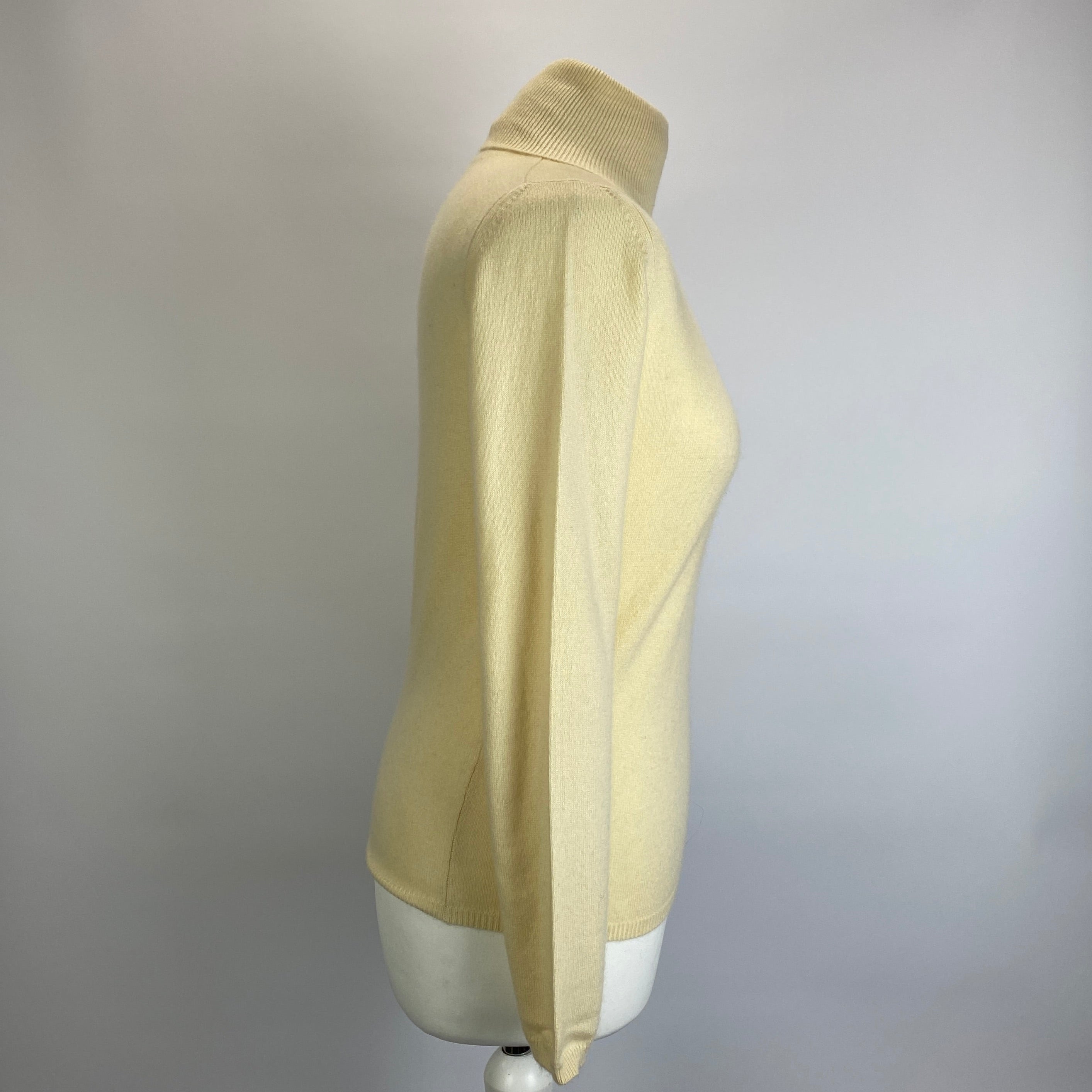 Agnona Light Yellow Cashmere Roll Neck Sweater S