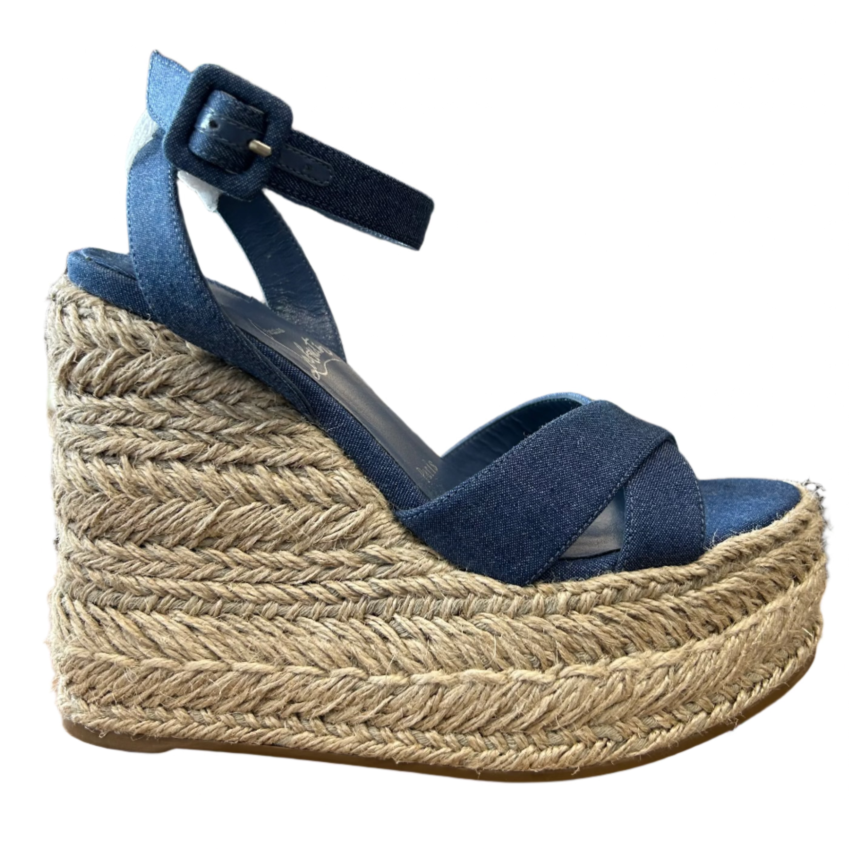 Christian Louboutin New £735 Mariza Zeppa Canvas Espadrille Sandals 35