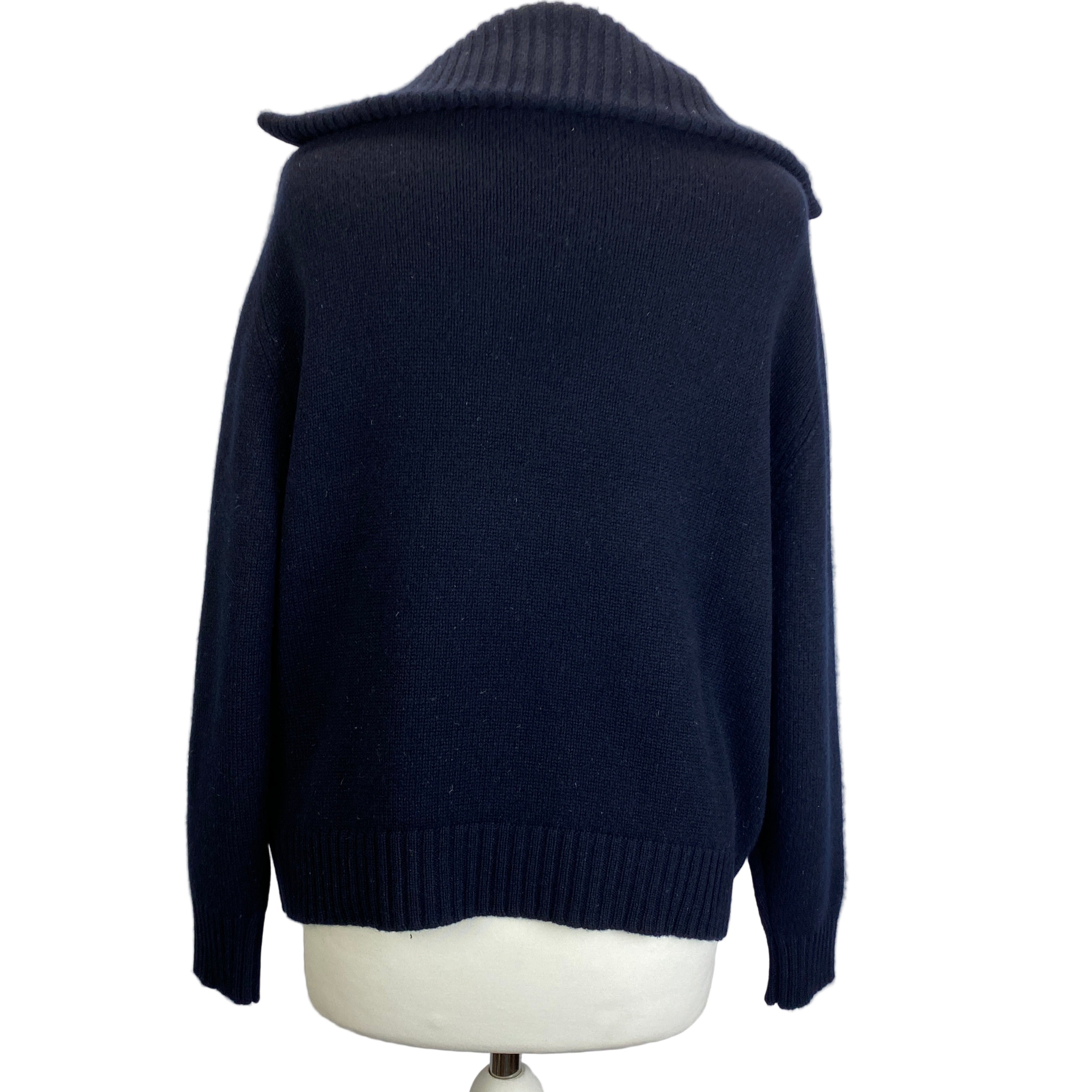Allude £395 Navy Cashmere V Neck Sailor Sweater S/M/L