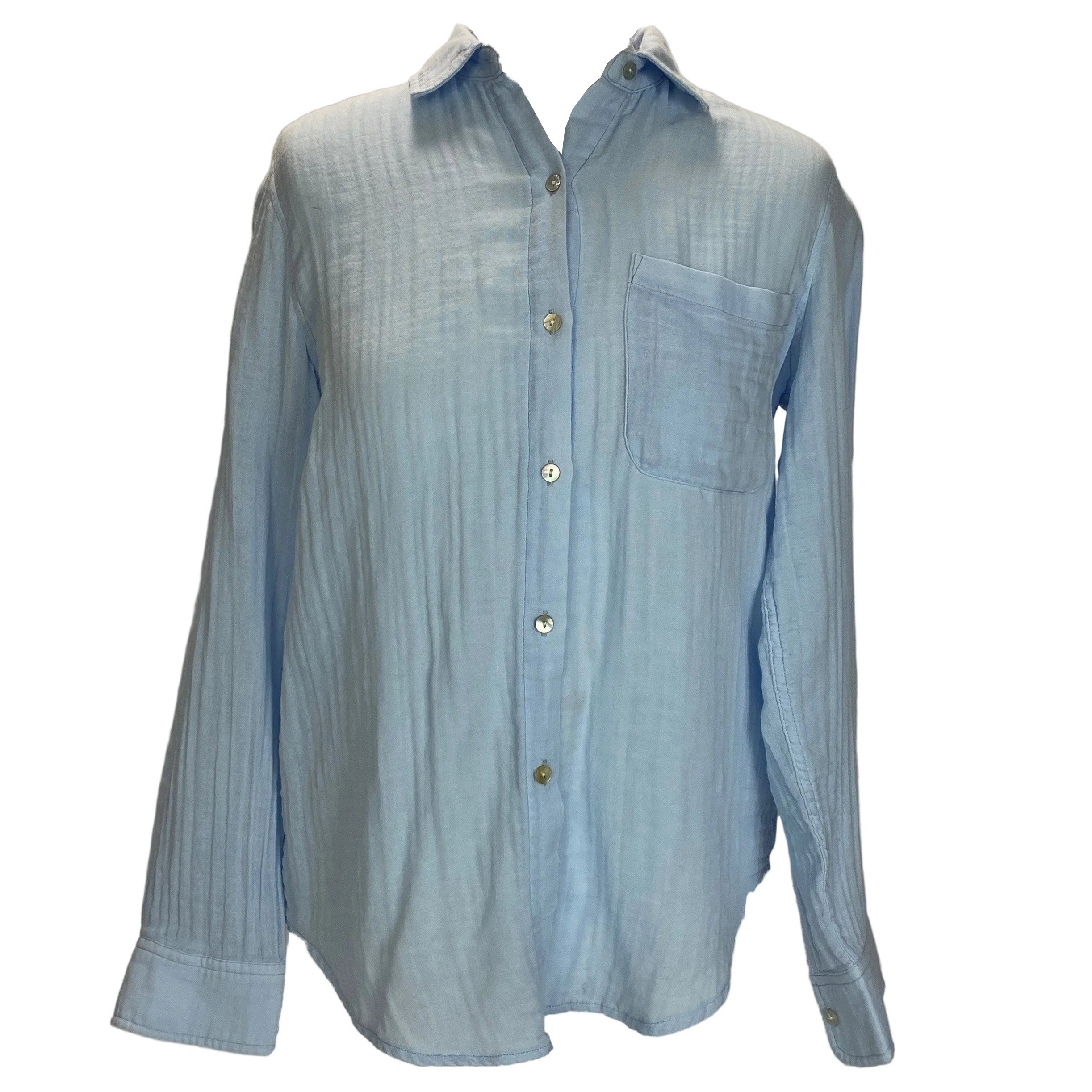 Rails Sky Blue Organic Cotton Weave Shirt XS