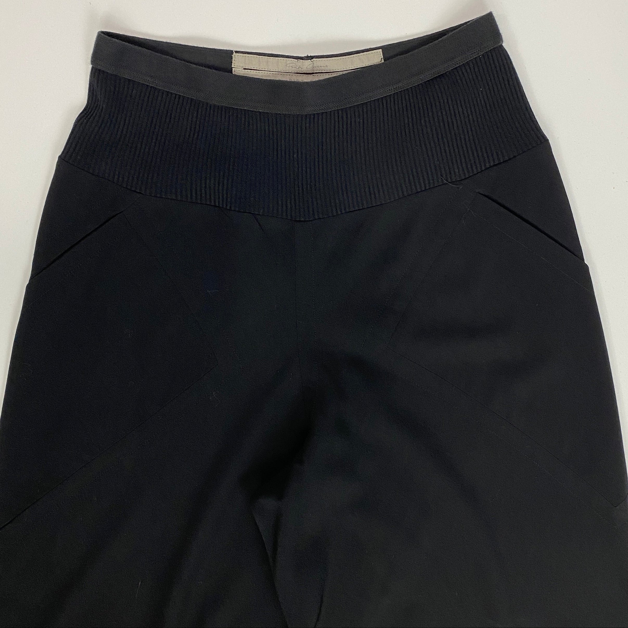 Rick Owens Black Wool Mix Lightweight Palazzo Pants XXS