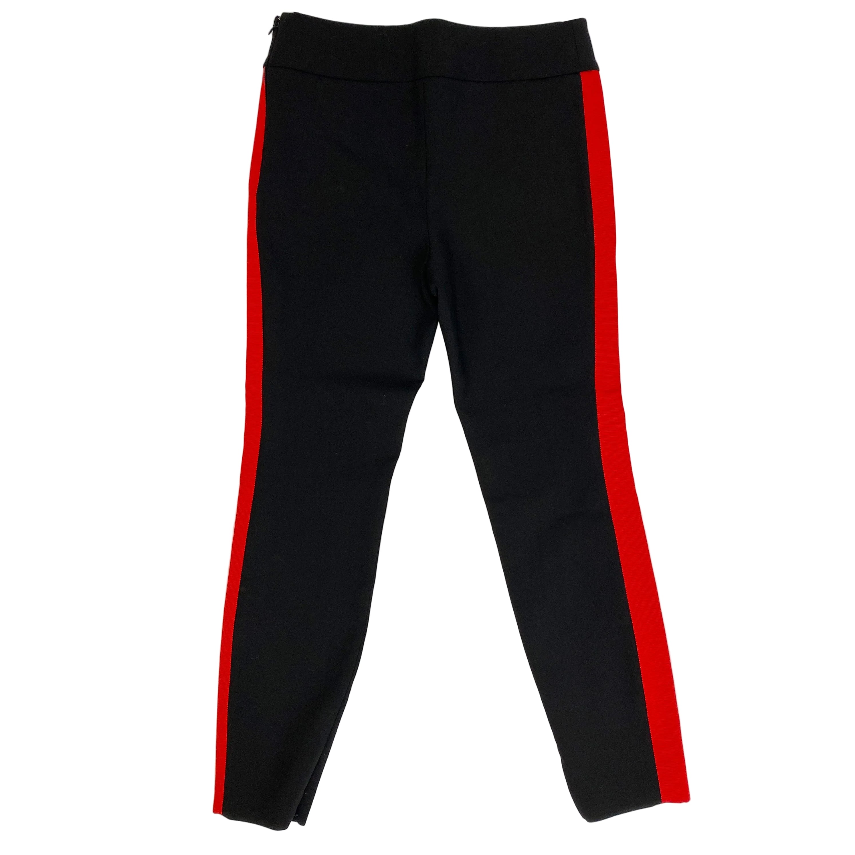 Alexander McQueen Black & Scarlet Wool Tuxedo Crop Pants XS
