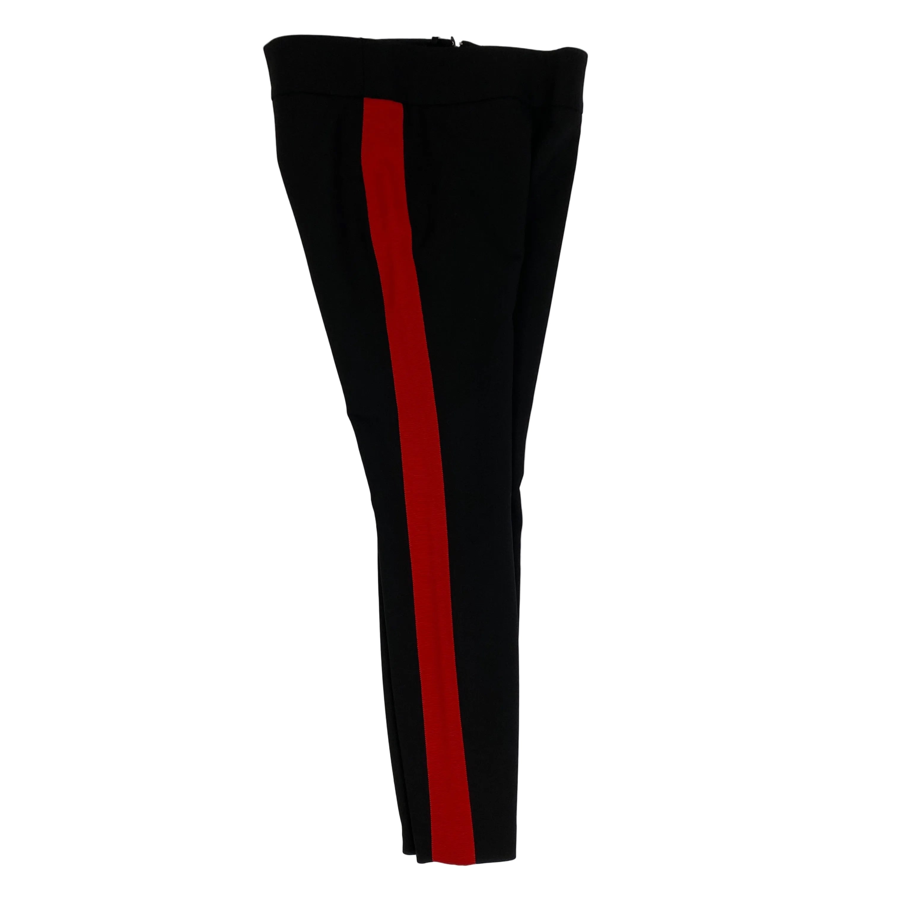 Alexander McQueen Black & Scarlet Wool Tuxedo Crop Pants XS