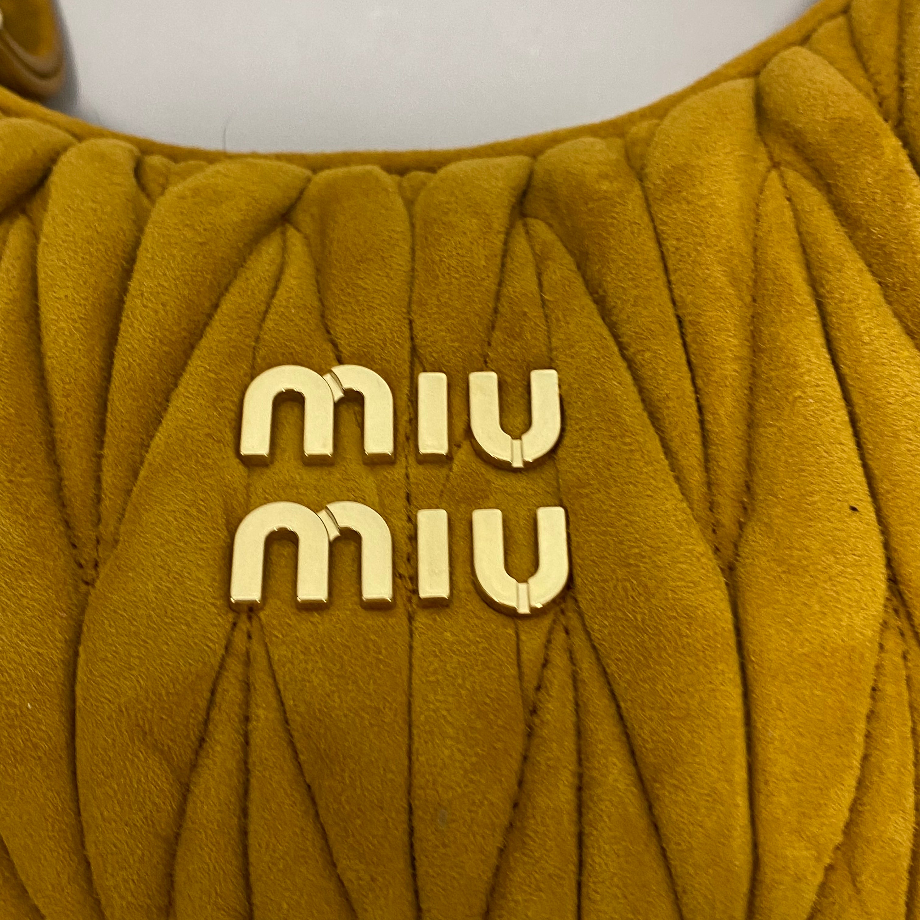 Miu Miu New £2150 Whiskey Wander Matelasse Suede Hobo Bag