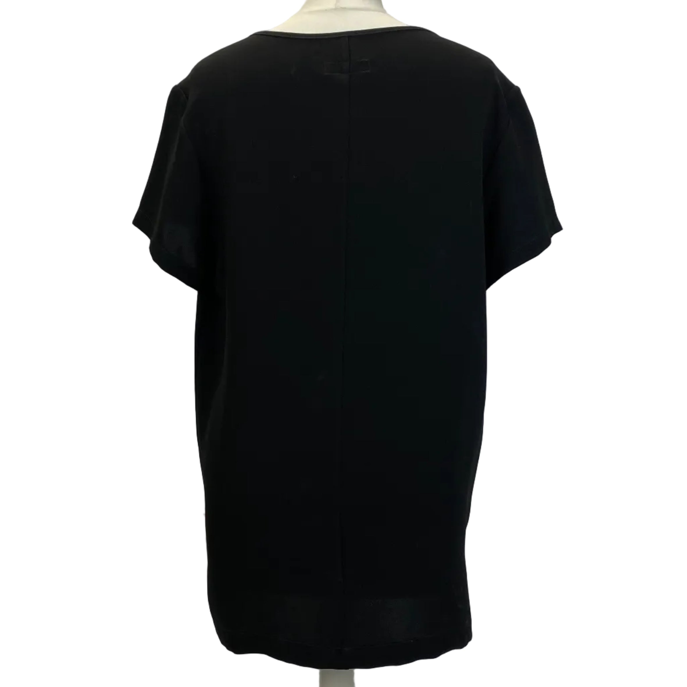 Rag & Bone New £295 Black Crepe Tee with Leather Pocket L