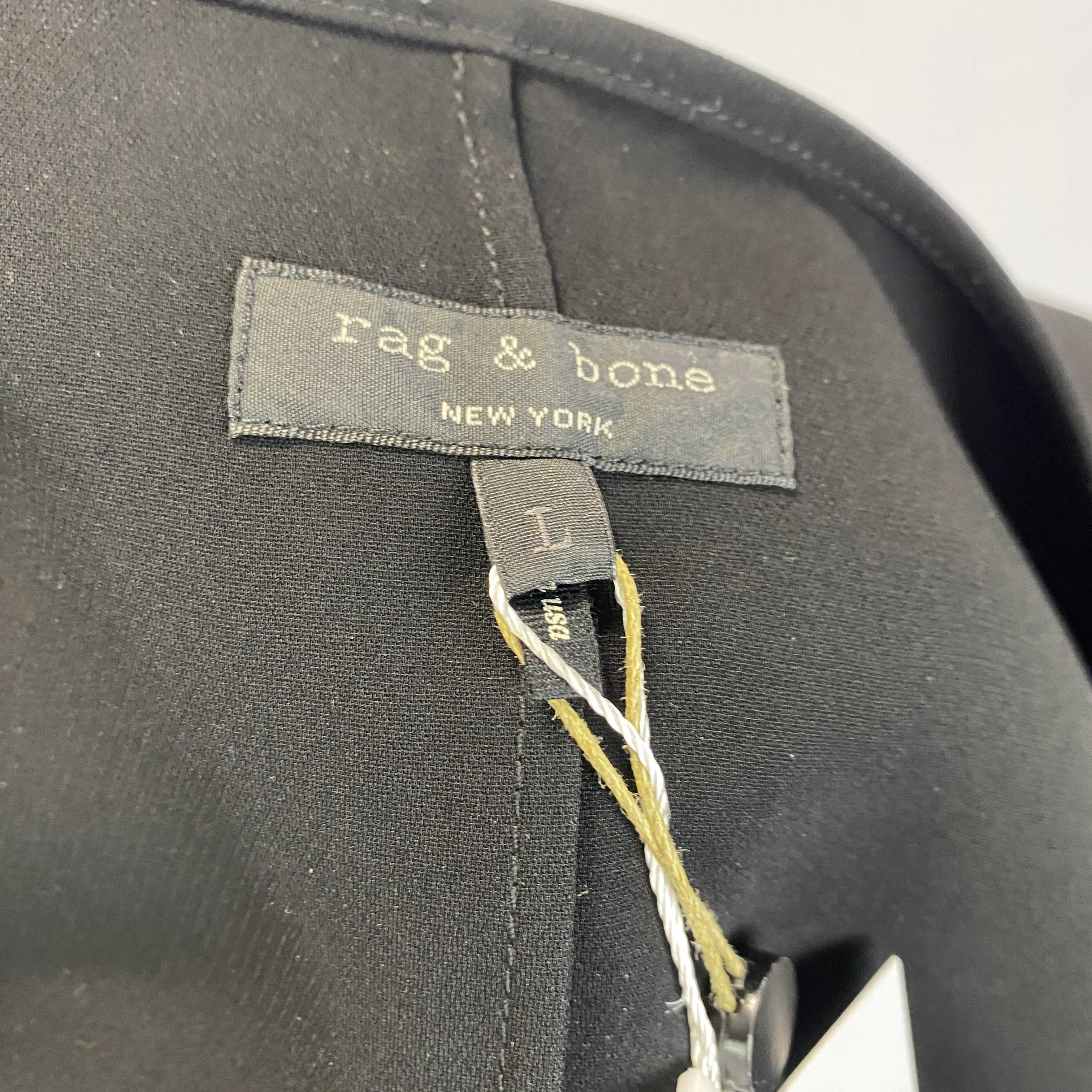 Rag & Bone New £295 Black Crepe Tee with Leather Pocket L