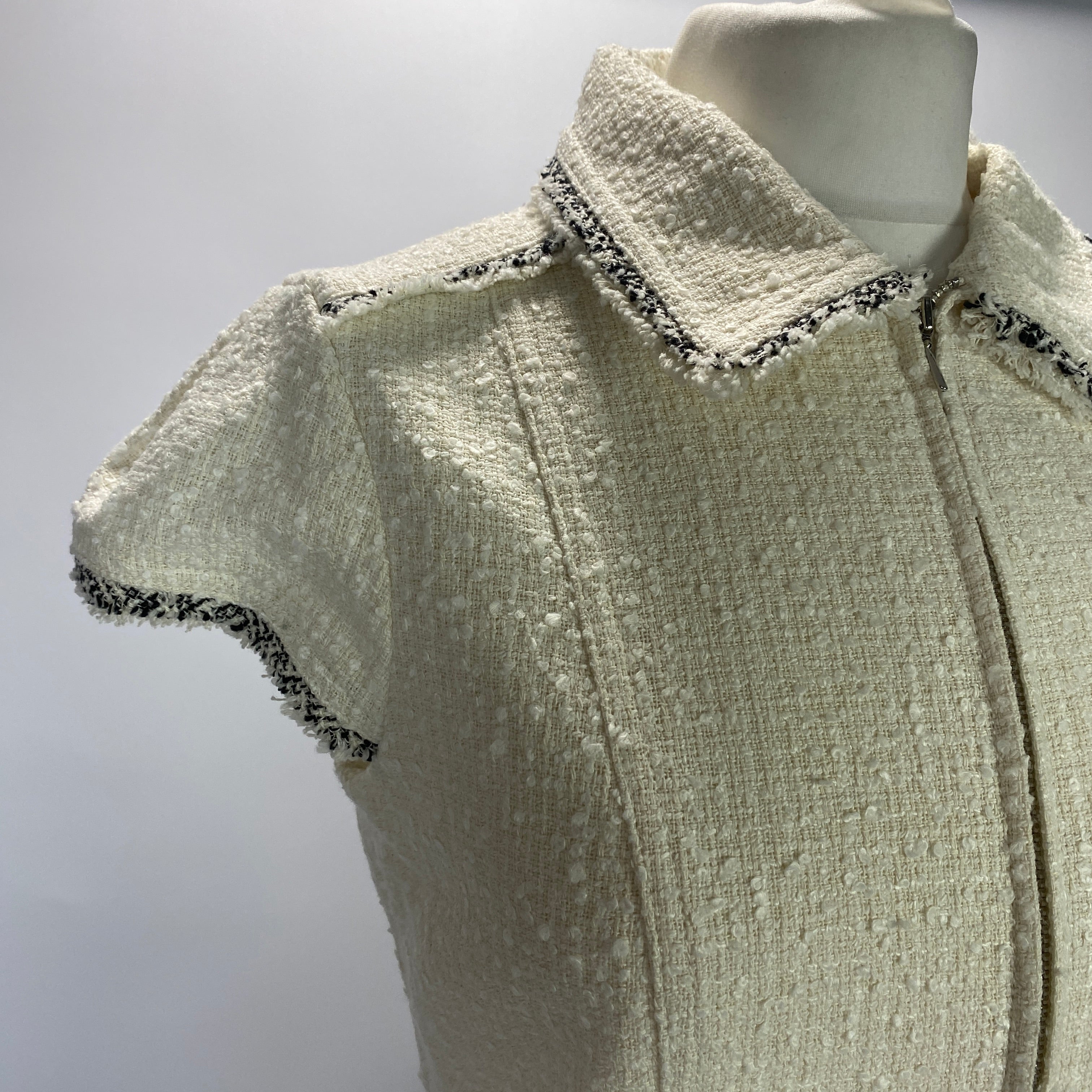 Me&Em New £325 Ivory & Black Asymmetric Tweed Dress M