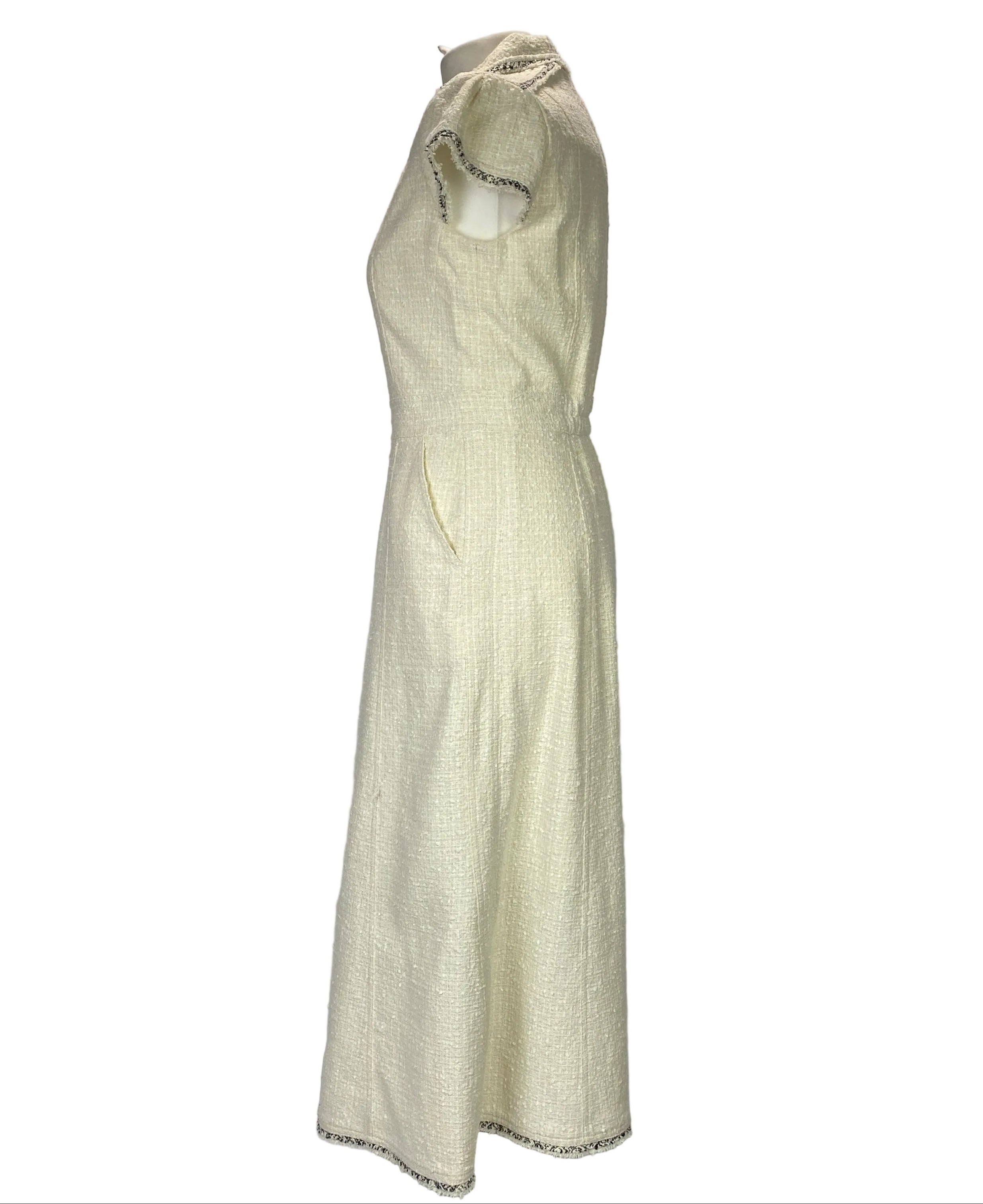 Me&Em New £325 Ivory & Black Asymmetric Tweed Dress M