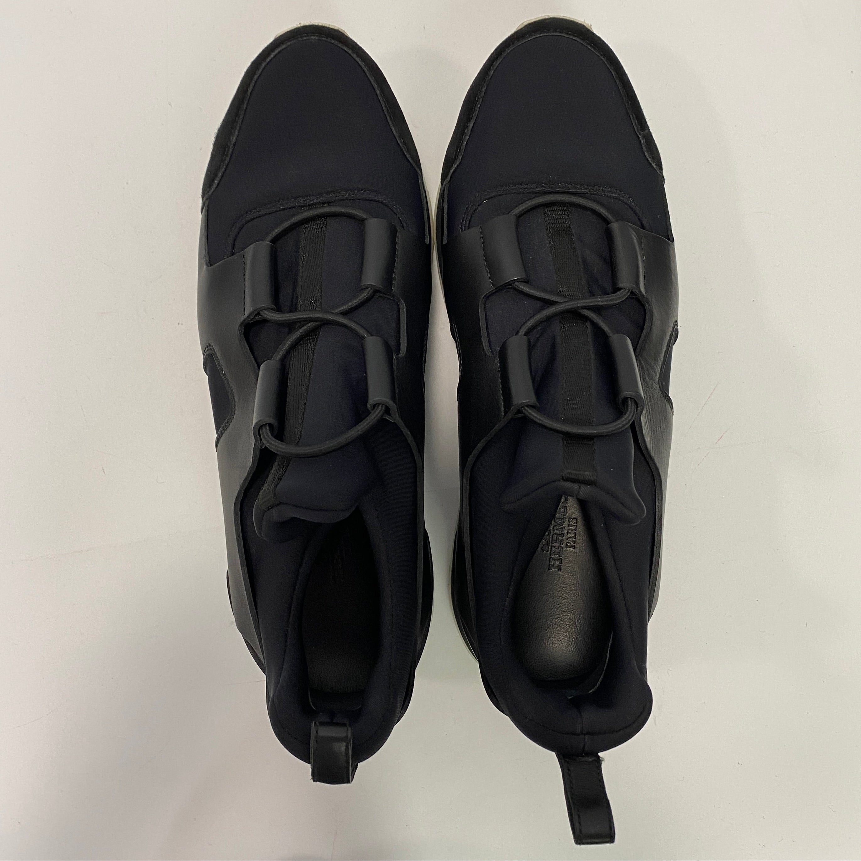 Hermes Black Neoprene & Leather Player Toile Technique Trainers 36.5