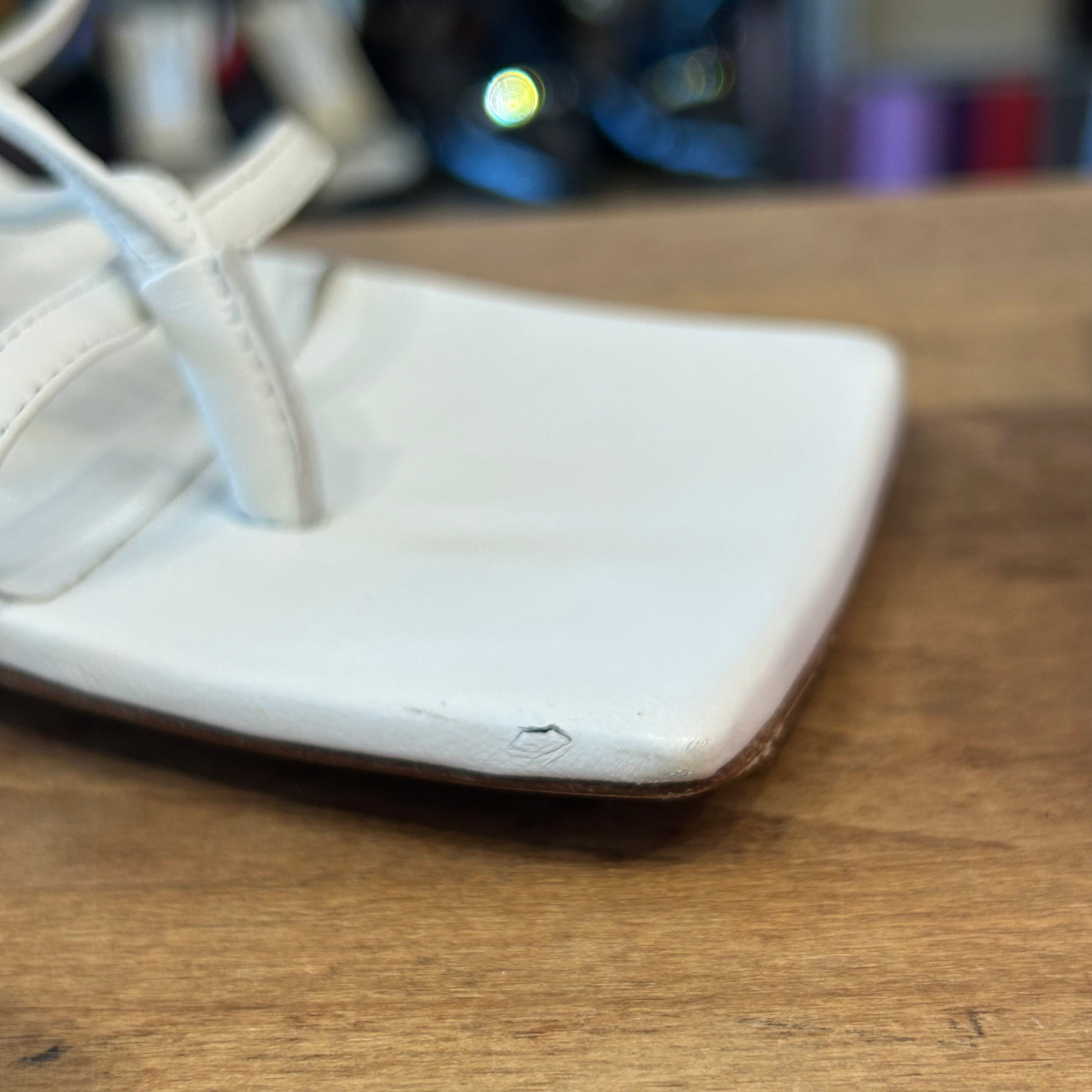 Bottega Veneta £710 Optic White Ankle Strap Sandals 38