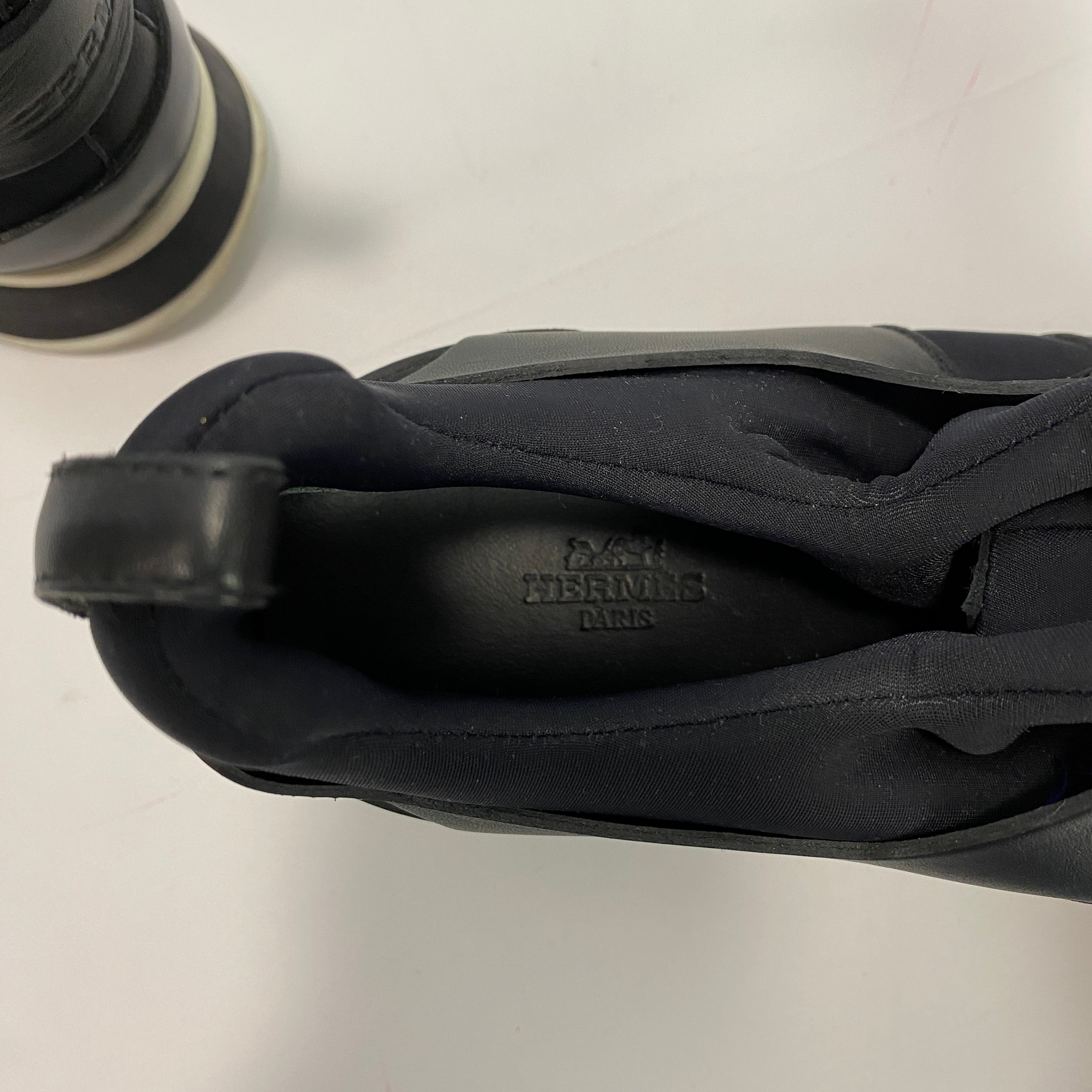 Hermes Black Neoprene & Leather Player Toile Technique Trainers 36.5
