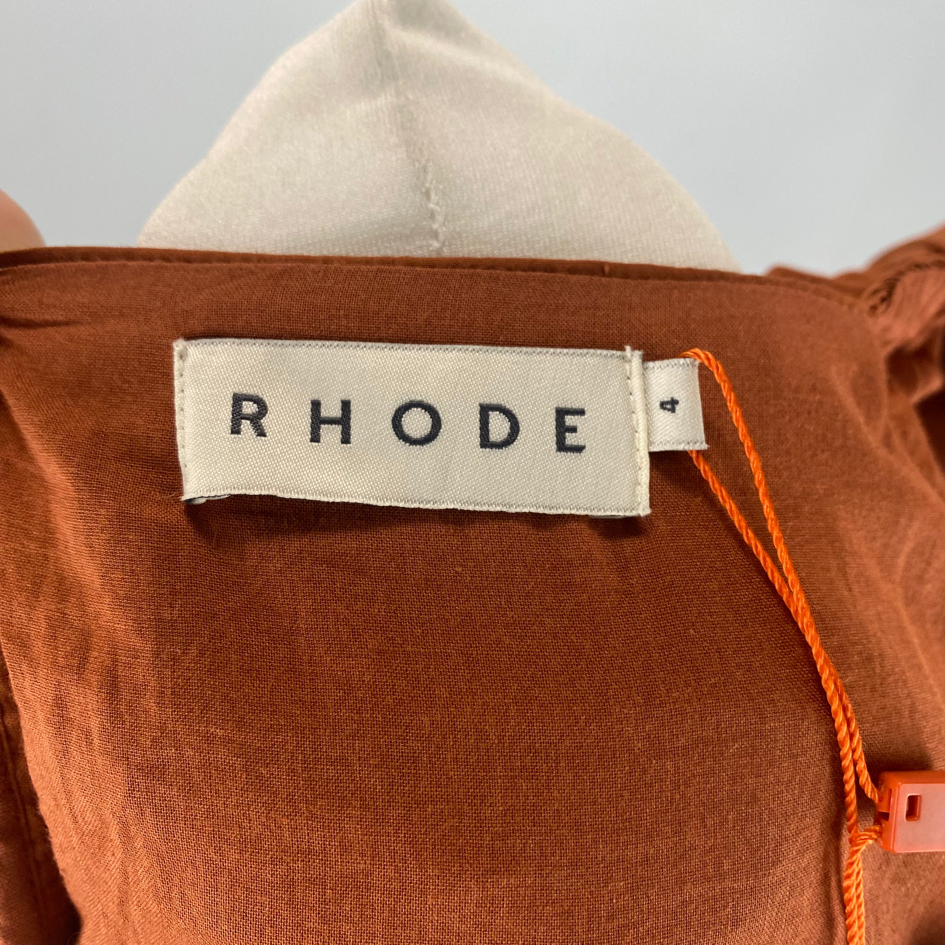 Rhode New £325 Clove Cotton Jeanne Mini Dress XS