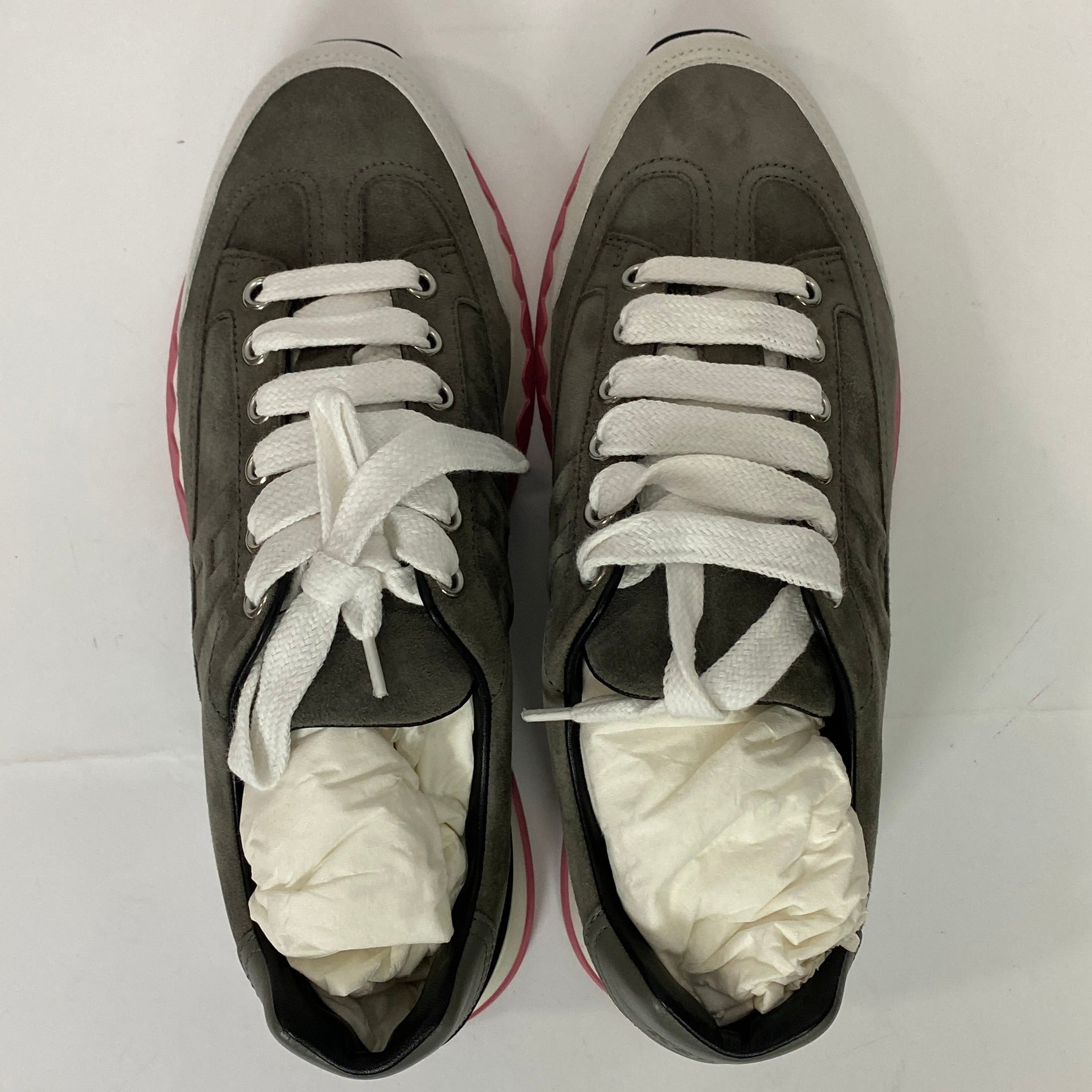 Hermes New £930 Grey Chèvre Suede Trail Trainers 36.5