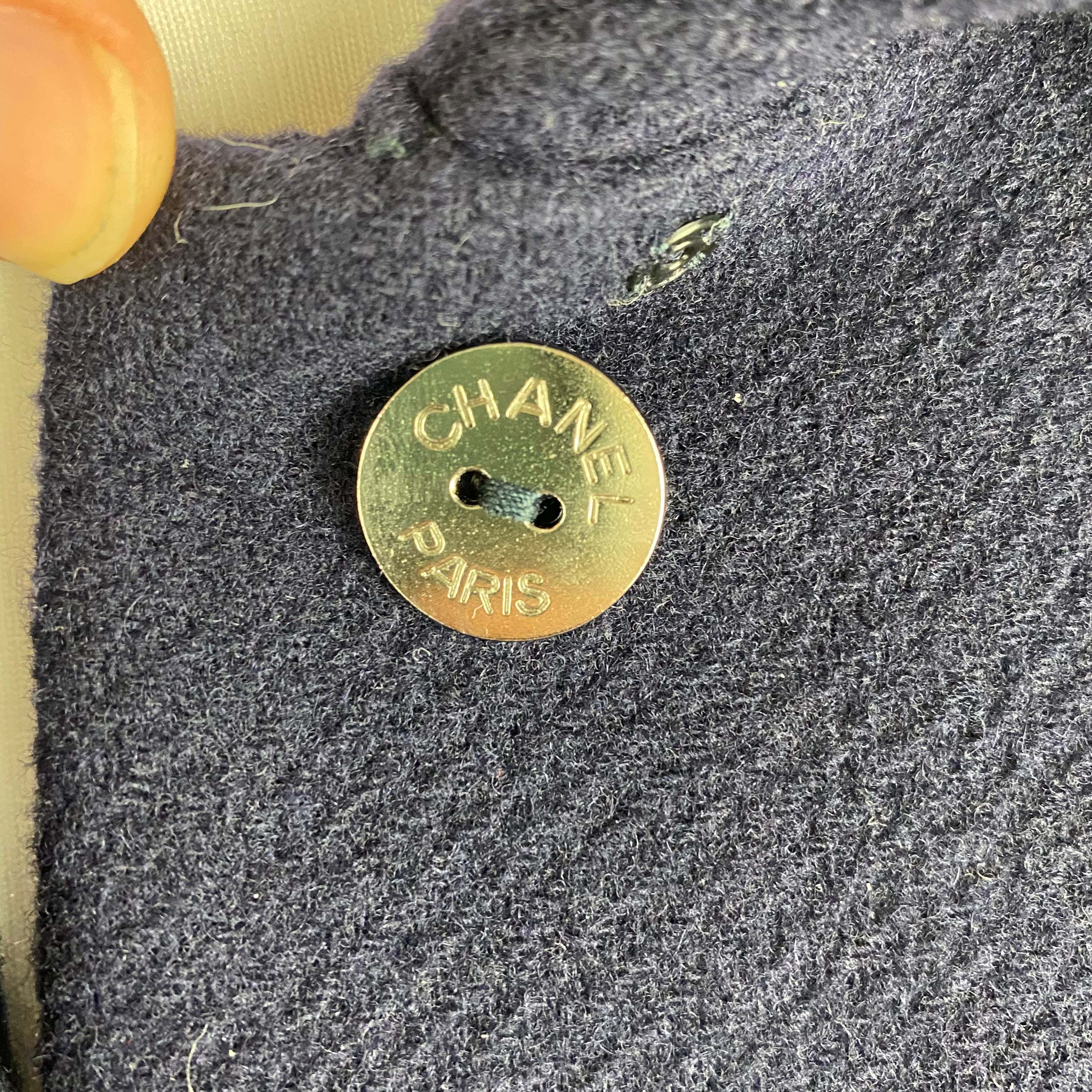 Chanel Navy Wool & Angora 3/4 Coat XXS/XS