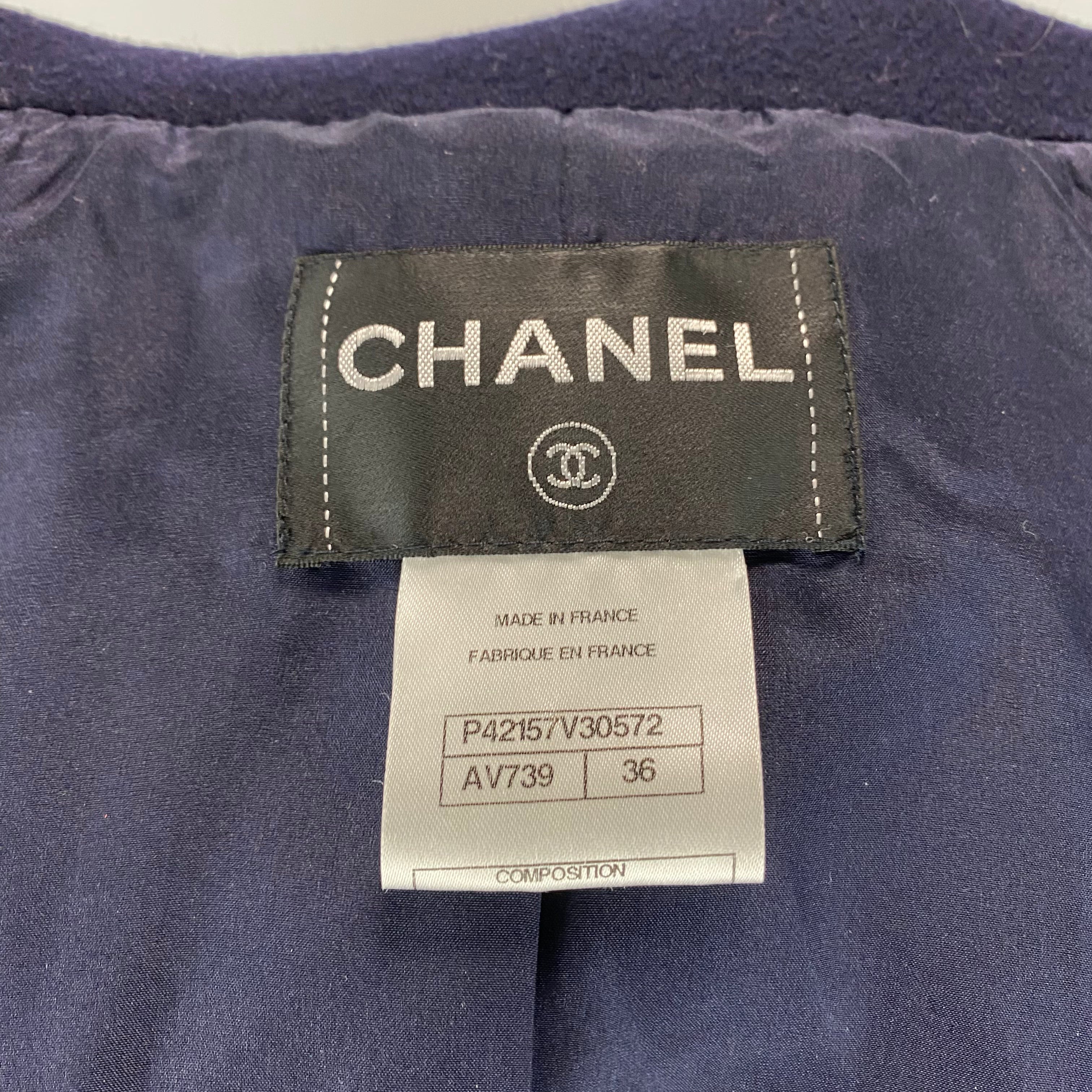 Chanel Navy Wool & Angora 3/4 Coat XXS/XS