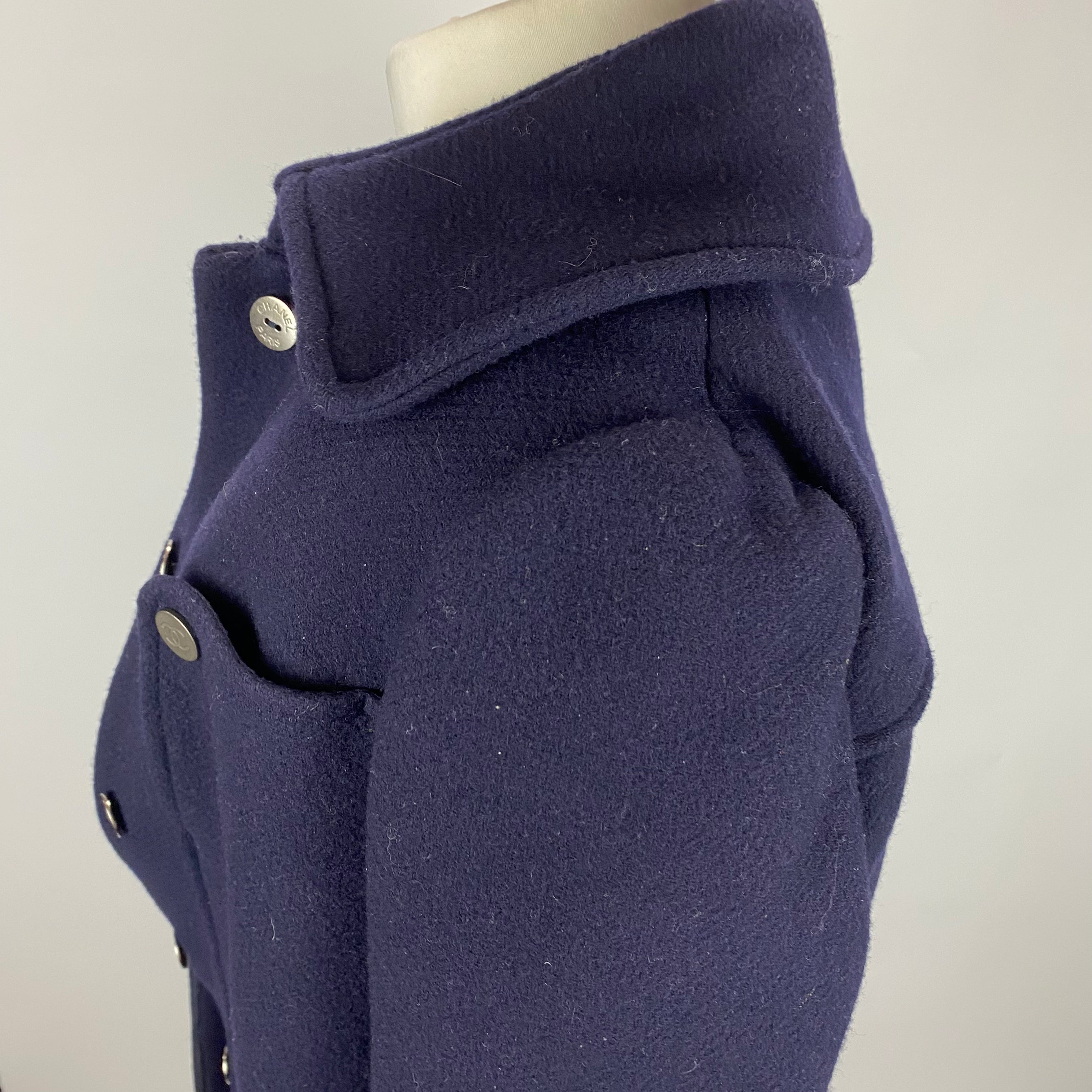 Chanel Navy Wool & Angora 3/4 Coat XXS/XS