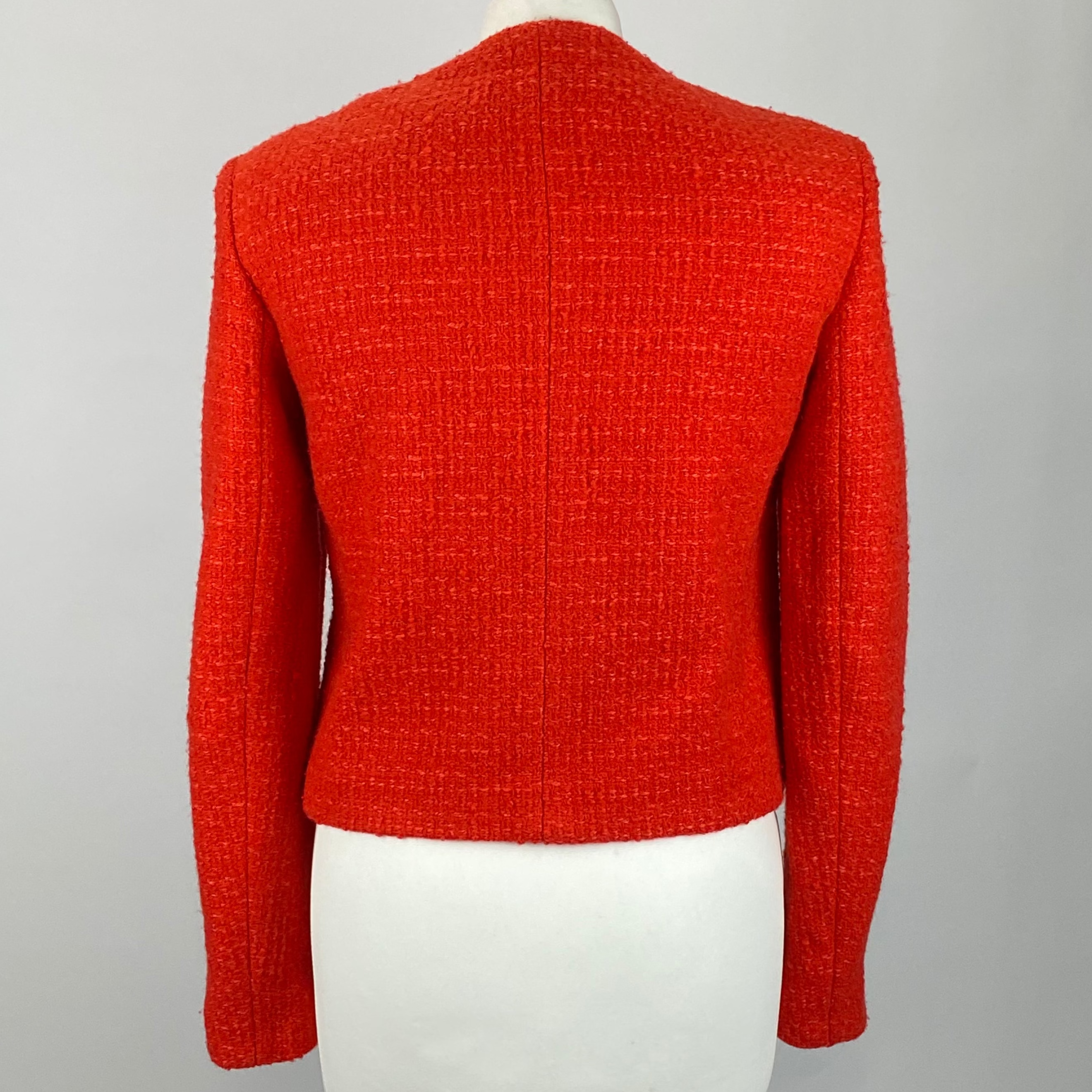 Celine Blood Orange Chasseur Boucle Tweed Jacket XXS