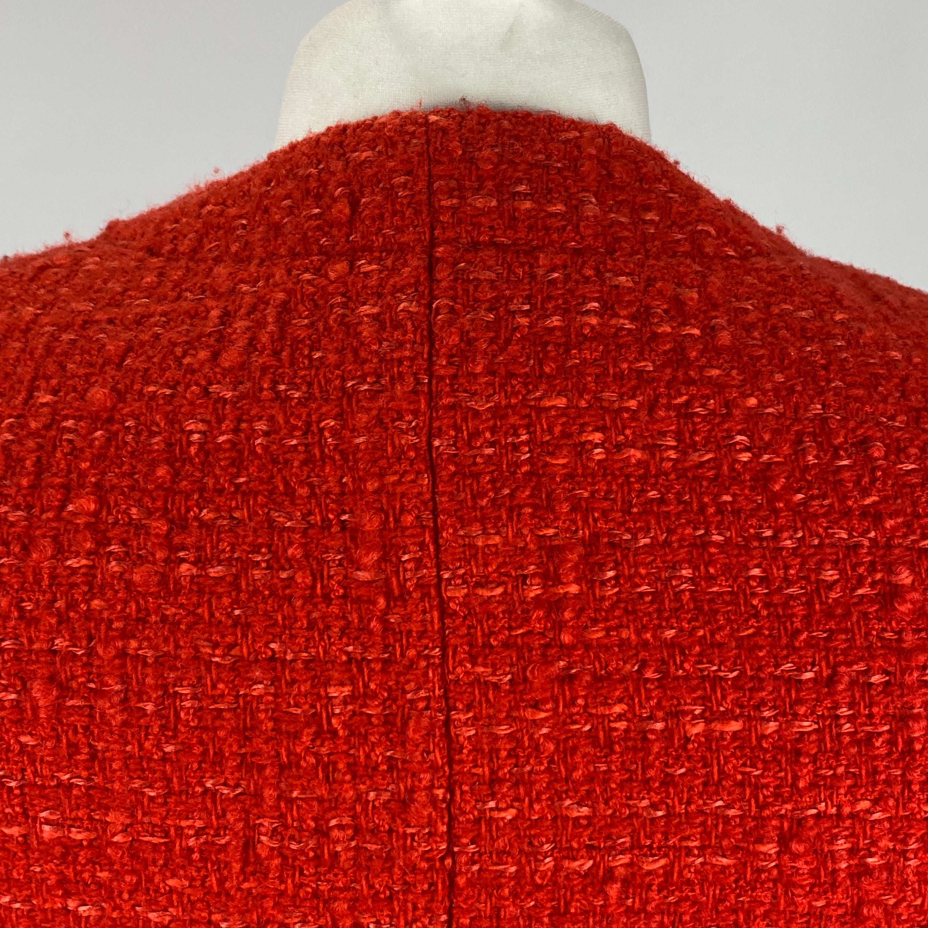 Celine Blood Orange Chasseur Boucle Tweed Jacket XXS