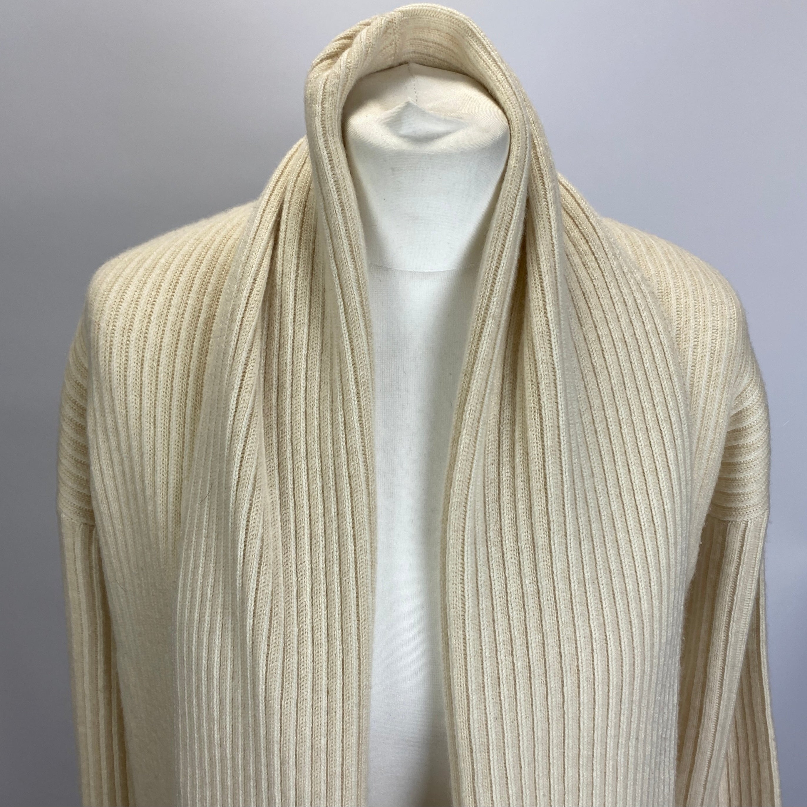Theory Cream Rib Cashmere Oversized Cardigan S