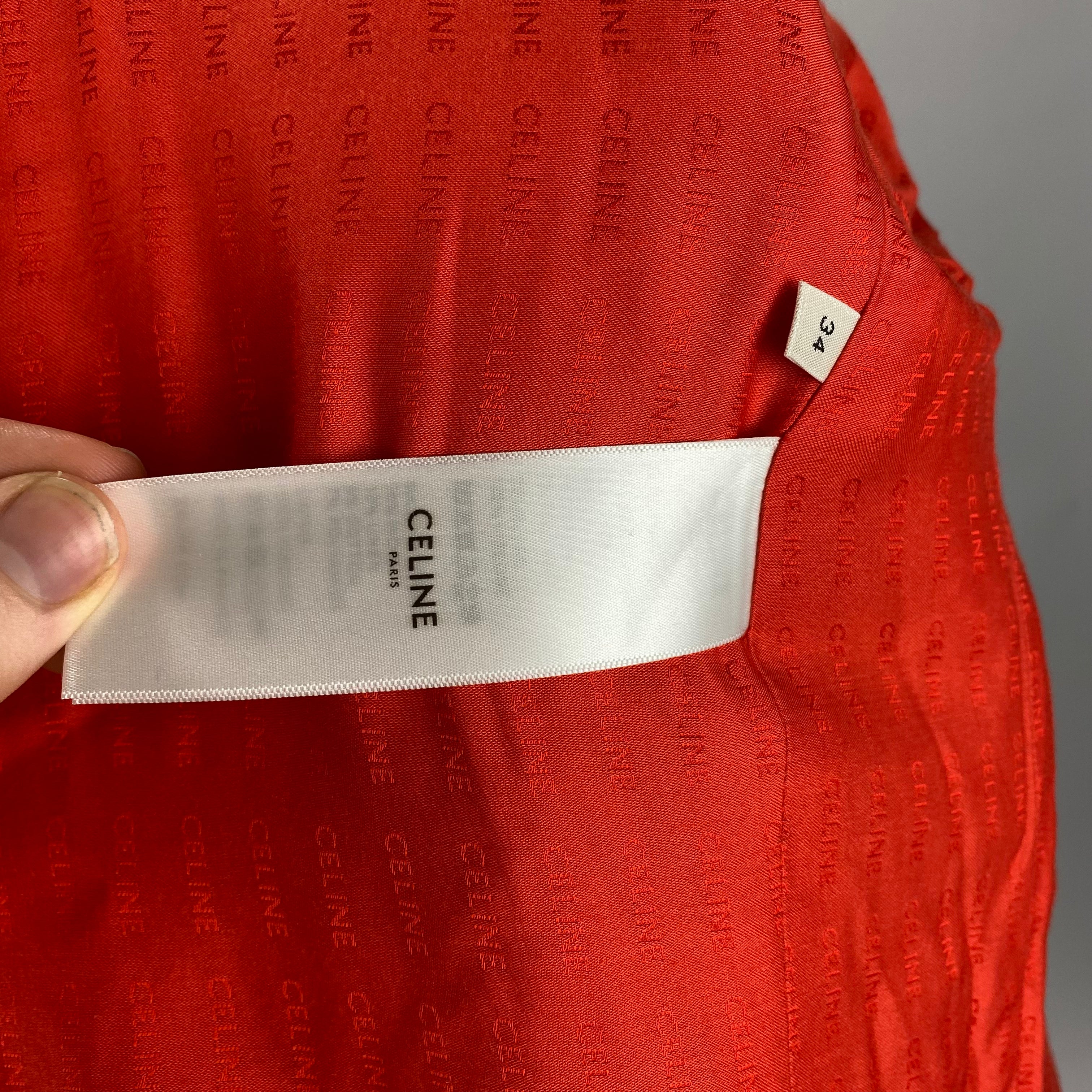 Celine Blood Orange Chasseur Boucle Tweed Jacket XXS