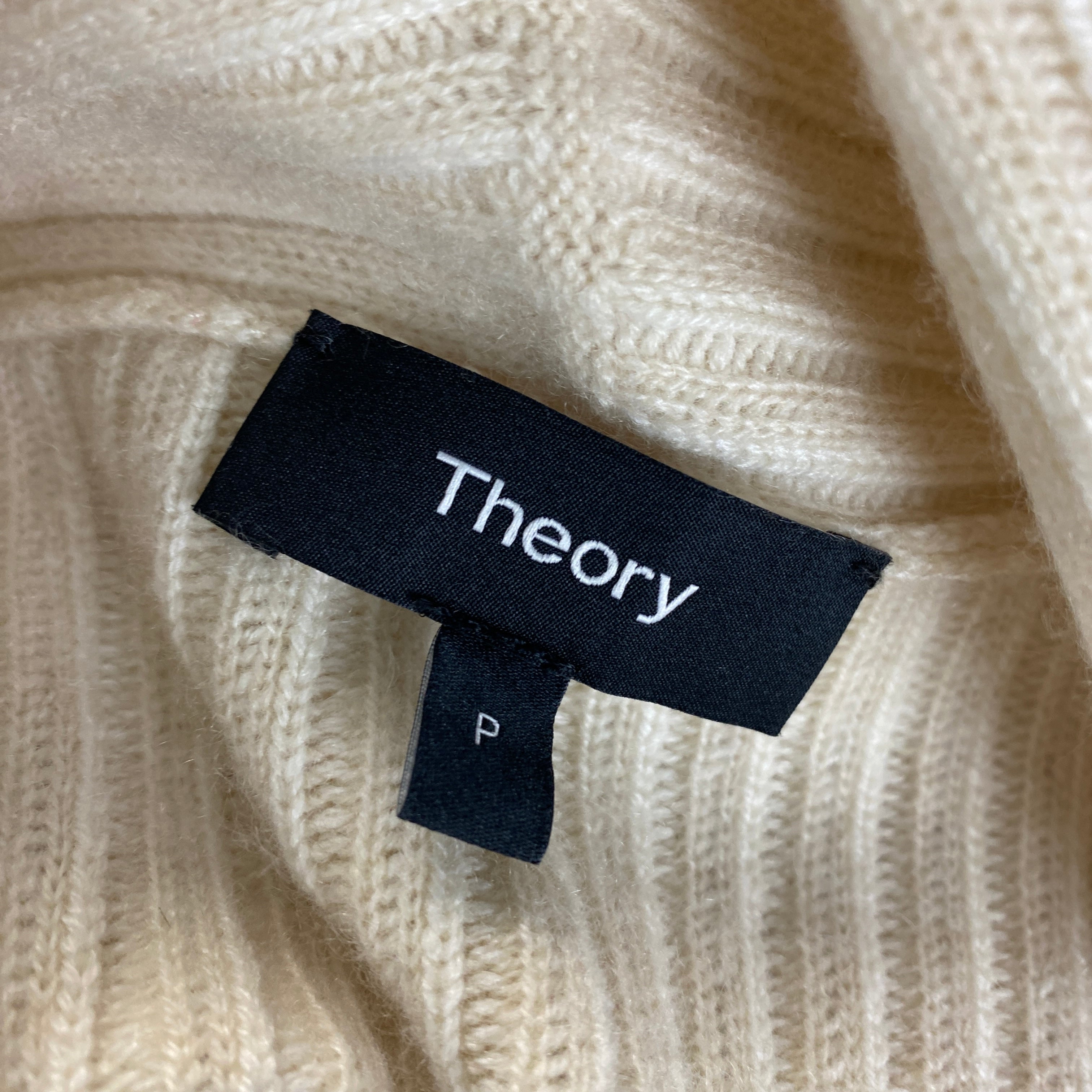 Theory Cream Rib Cashmere Oversized Cardigan S
