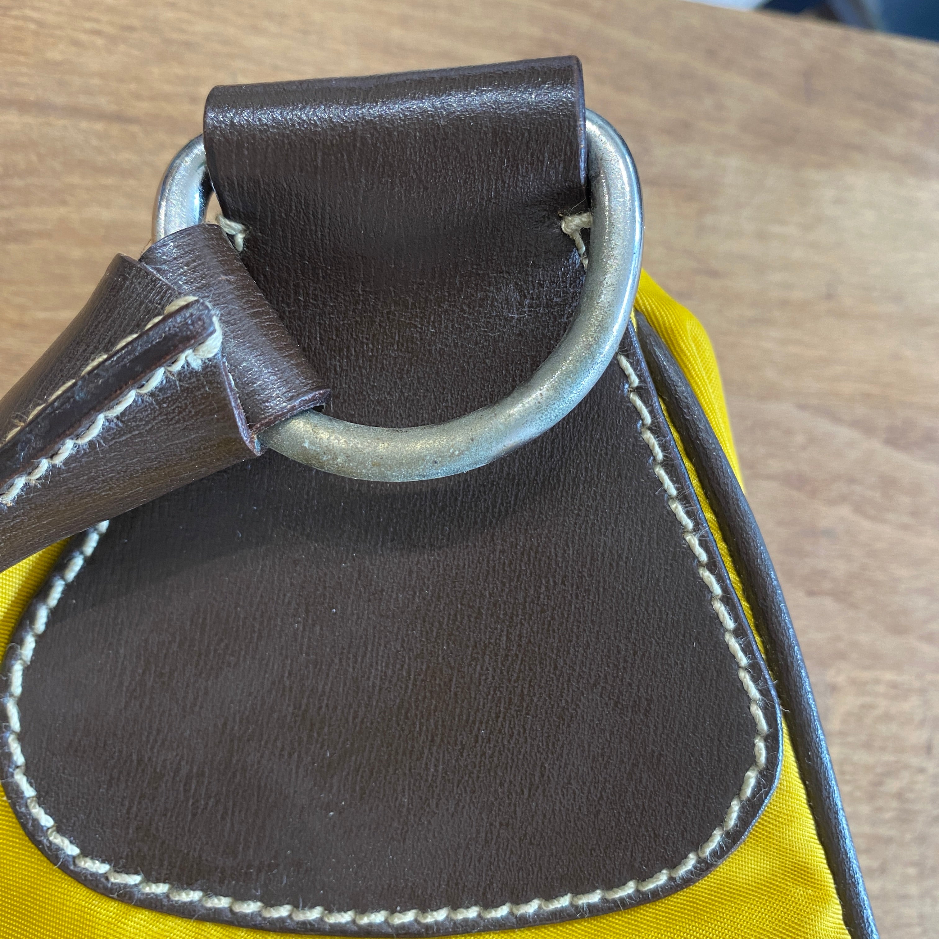 Prada Yellow Nylon & Brown Leather Cleo Bag