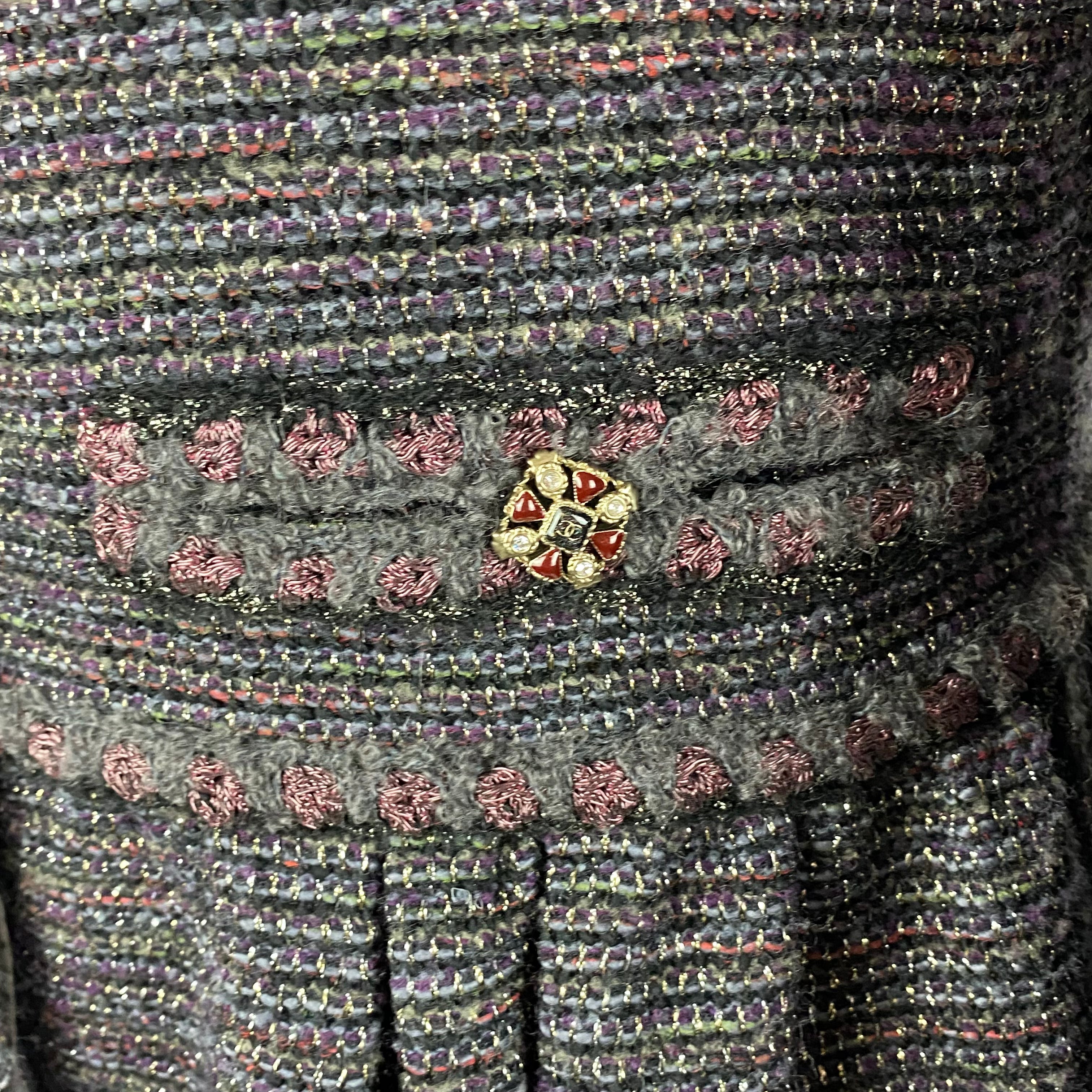 Chanel Fall 2011 Grey Damson & Silver Boucle Coatdress XS