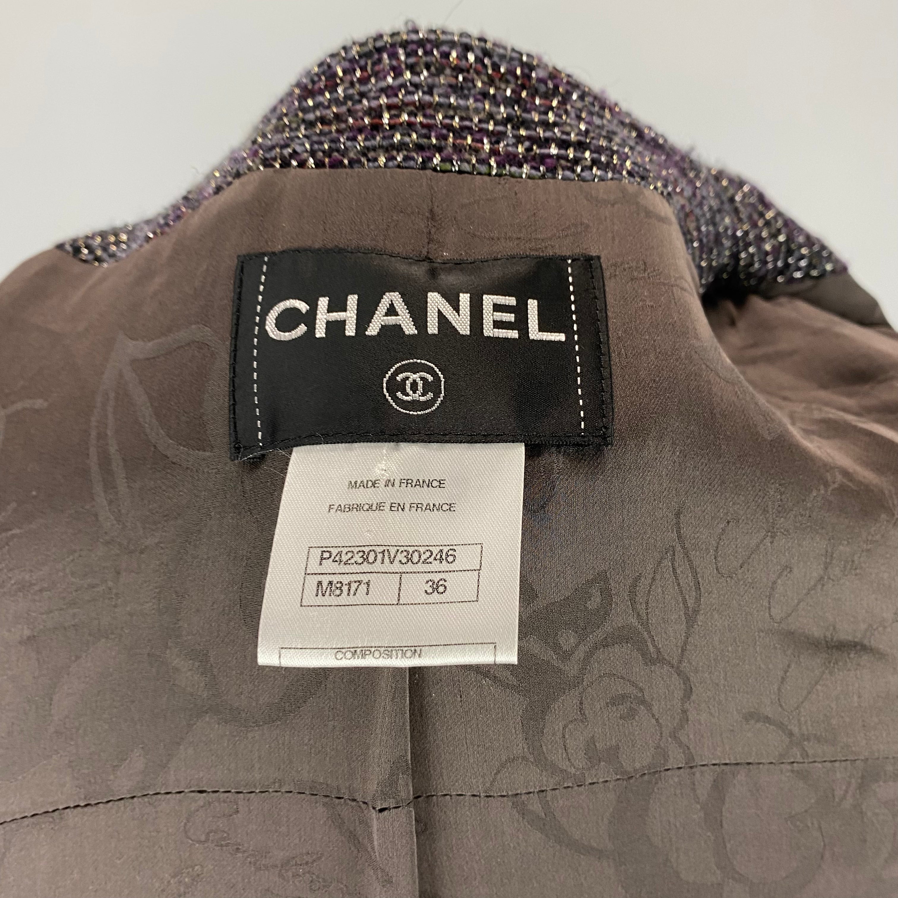 Chanel Fall 2011 Grey Damson & Silver Boucle Coatdress XS