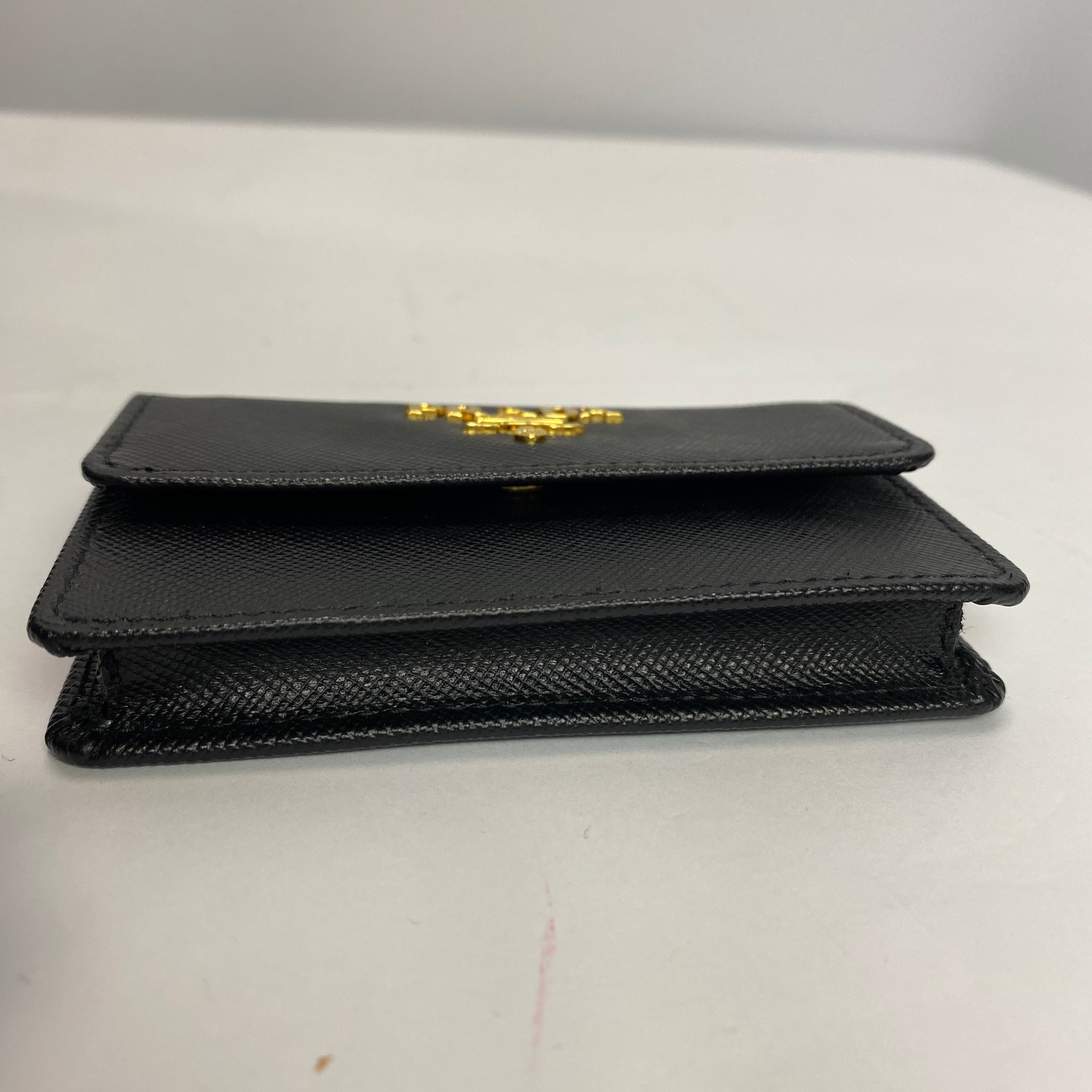 Prada Black Saffiano Leather Flap Cardholder