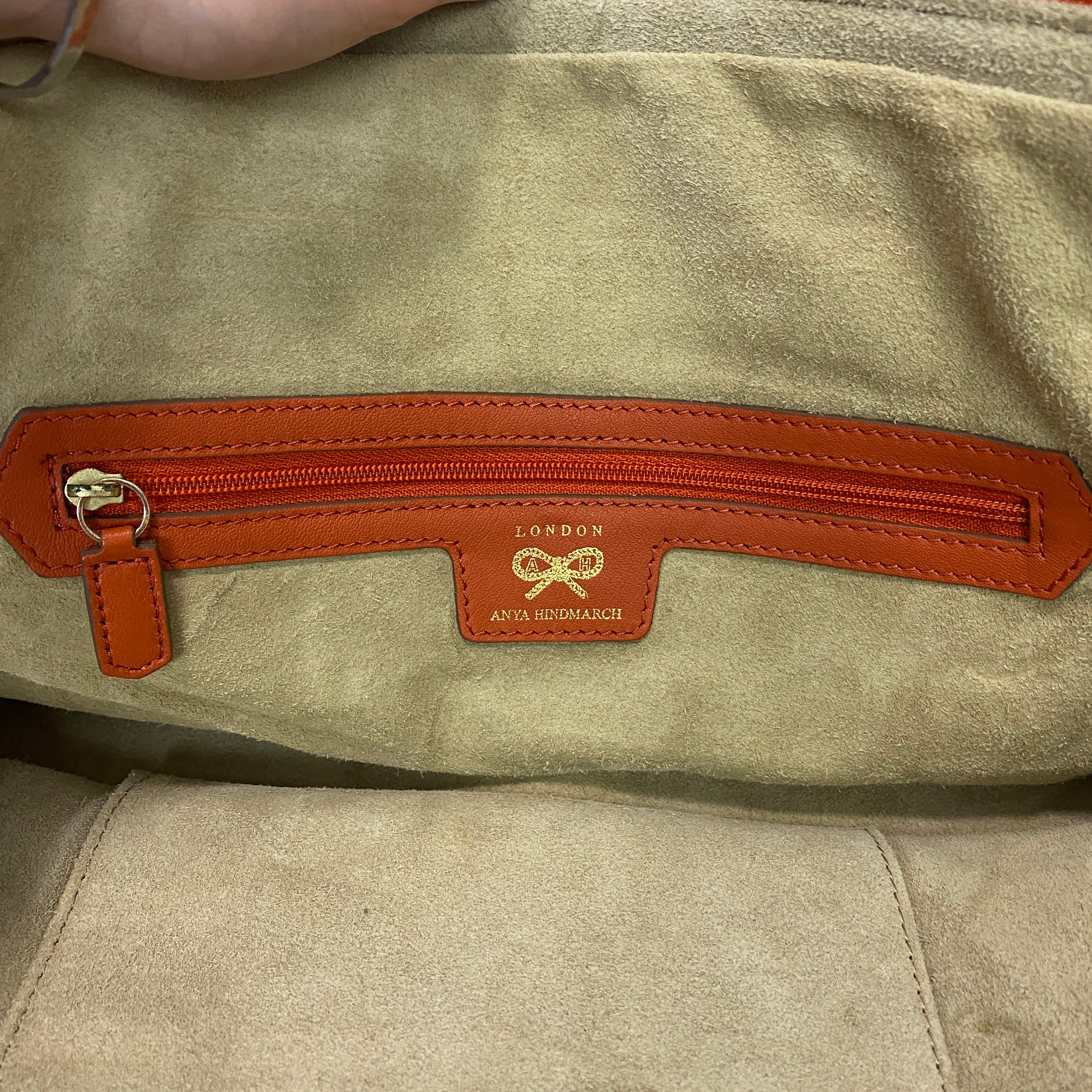 Anya Hindmarch Orange Logo Canvas Boston Bag