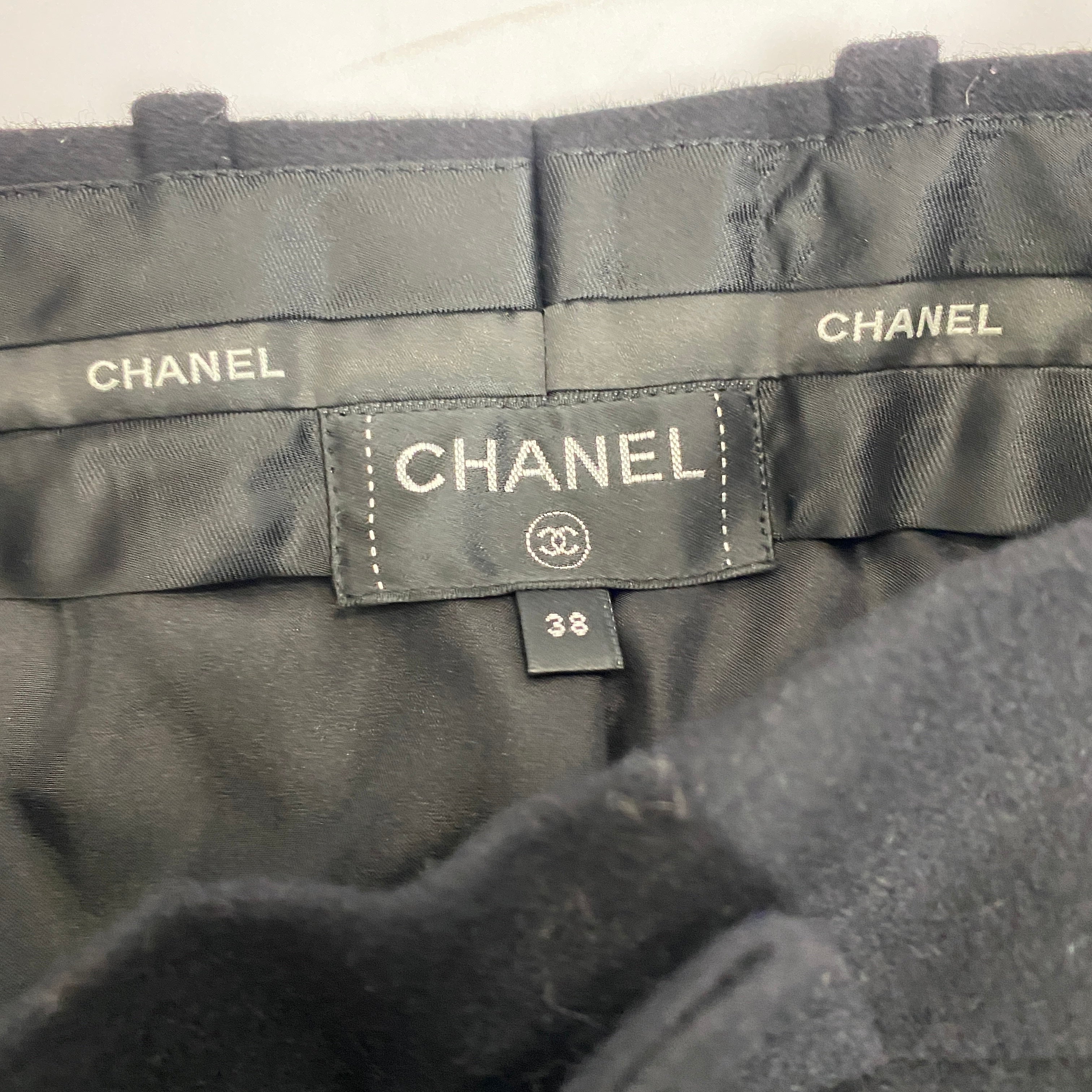 Chanel New Black Wool Wide Leg Trousers XS/S