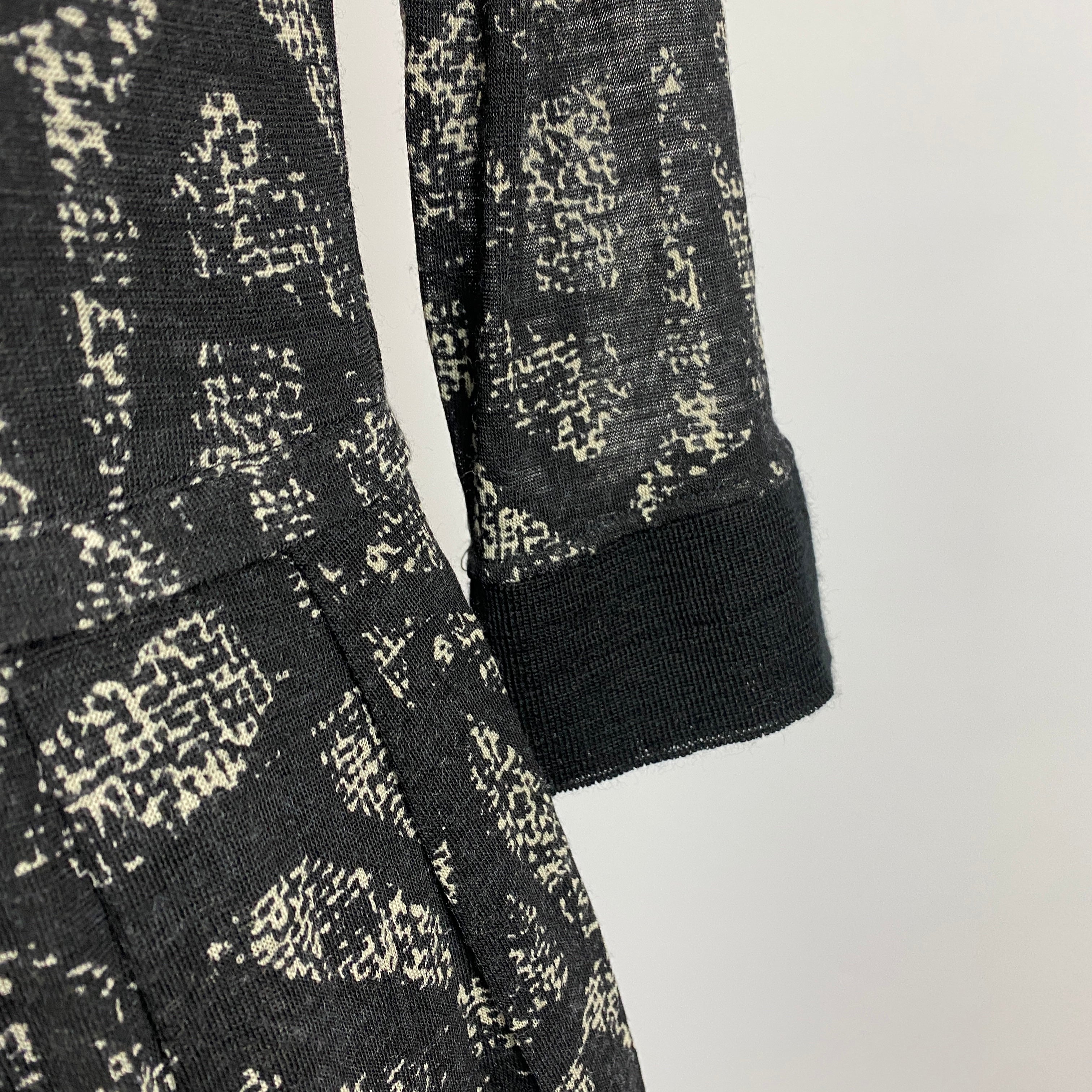 Samantha Sung Black & Ecru Print Wool & Silk Shirt Dress S