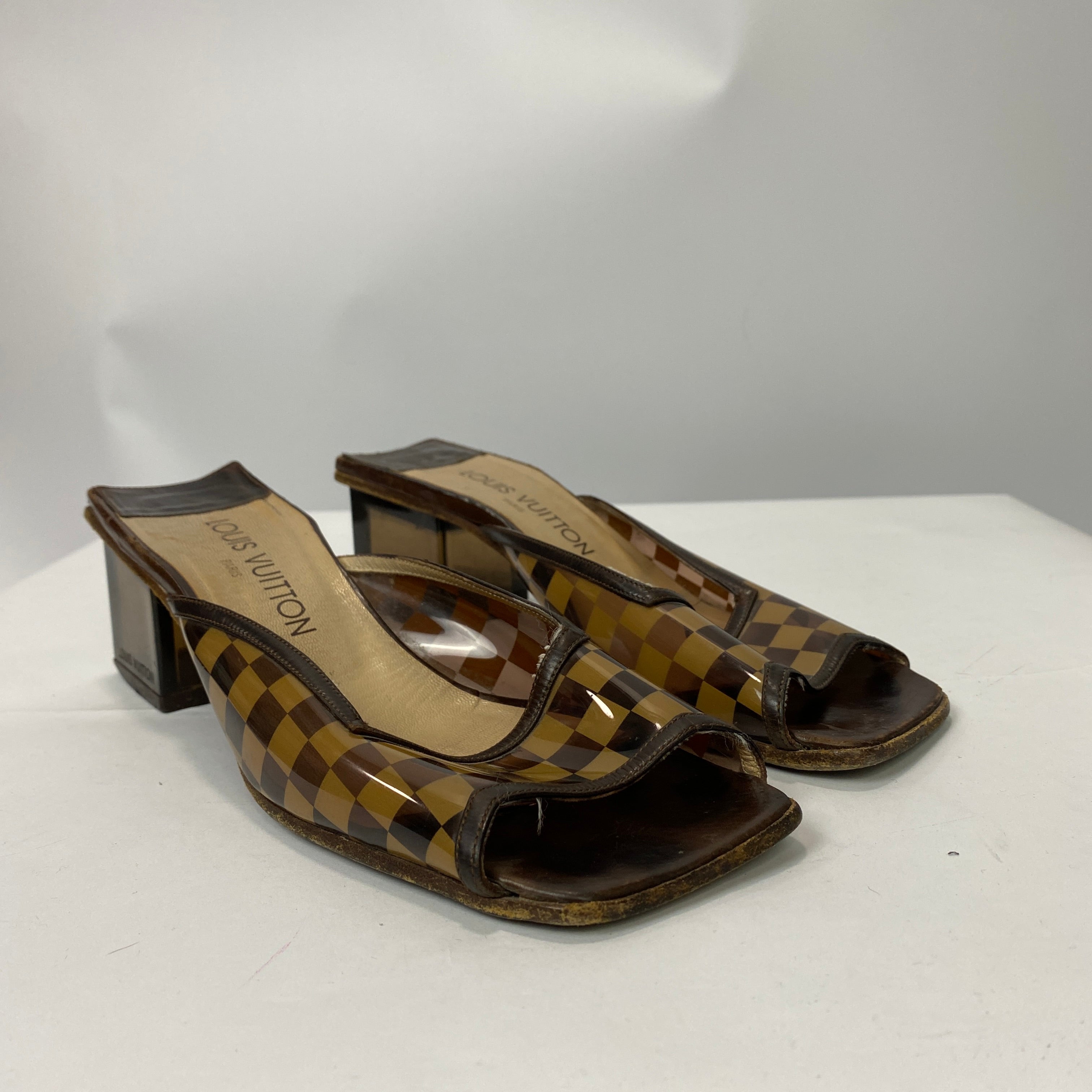 Louis Vuitton Vintage Daimer Sauvage Block Heel Mules 38