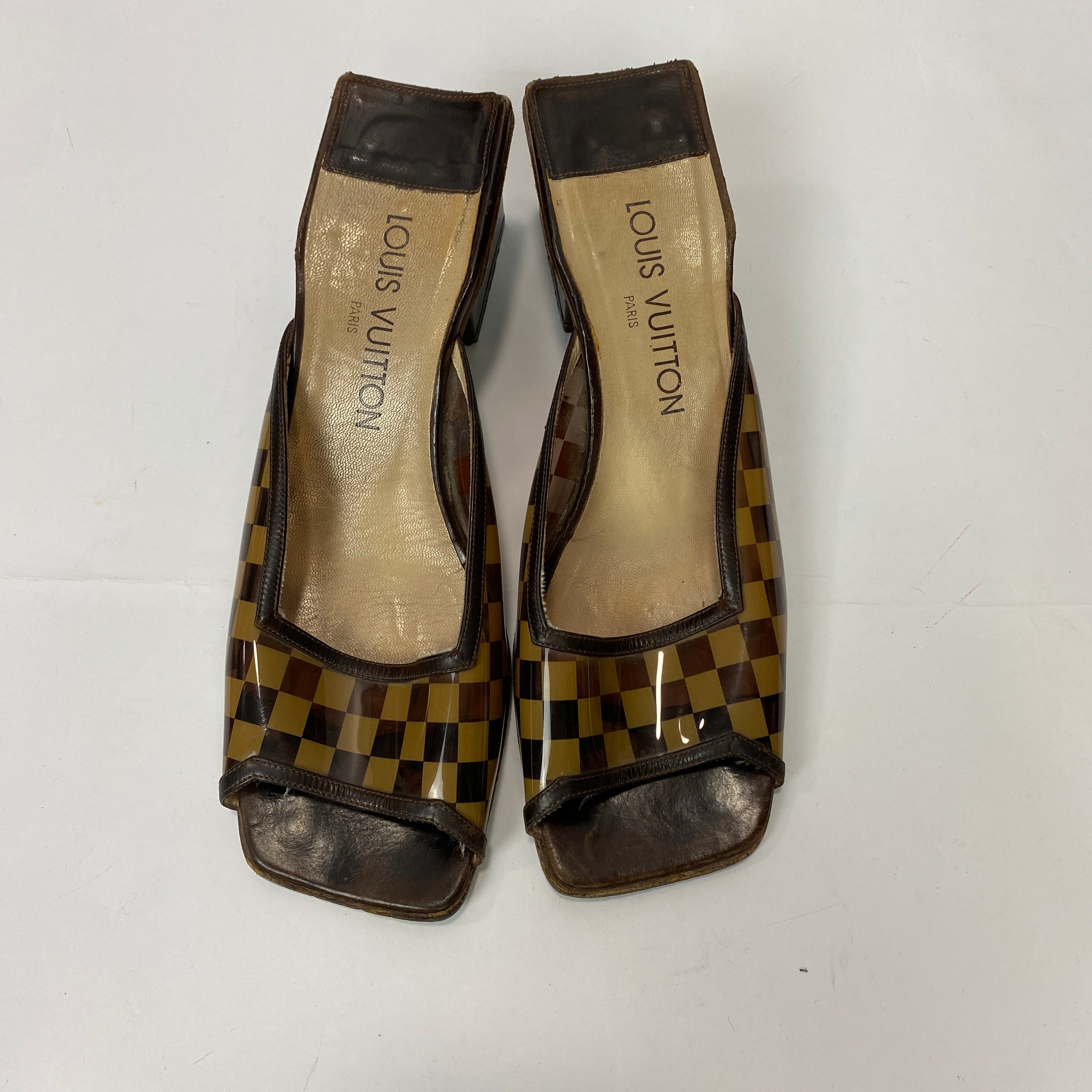 Louis Vuitton Vintage Daimer Sauvage Block Heel Mules 38